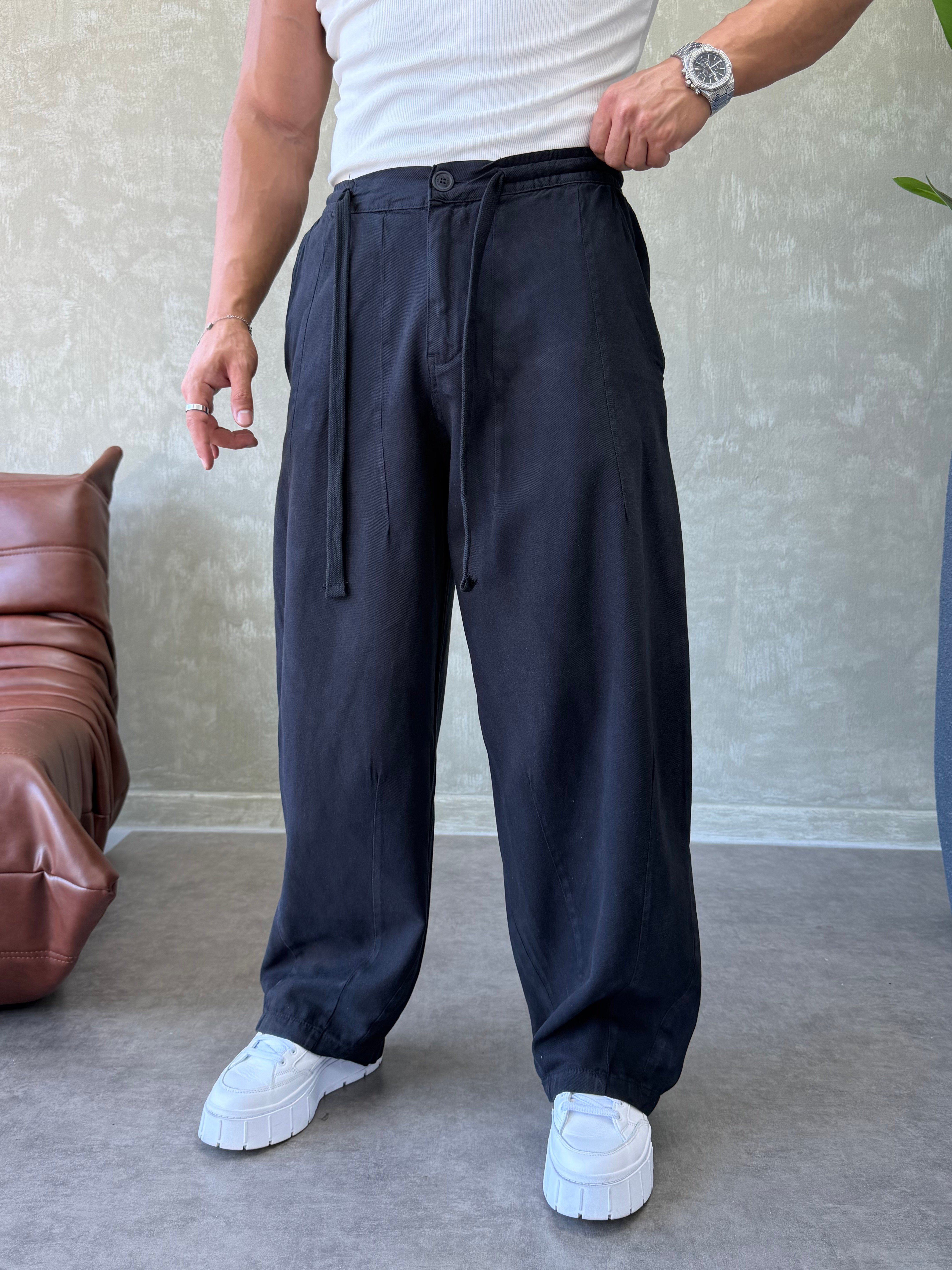 GABARDİN KUMAŞ SÜPER BAGGY SİYAH