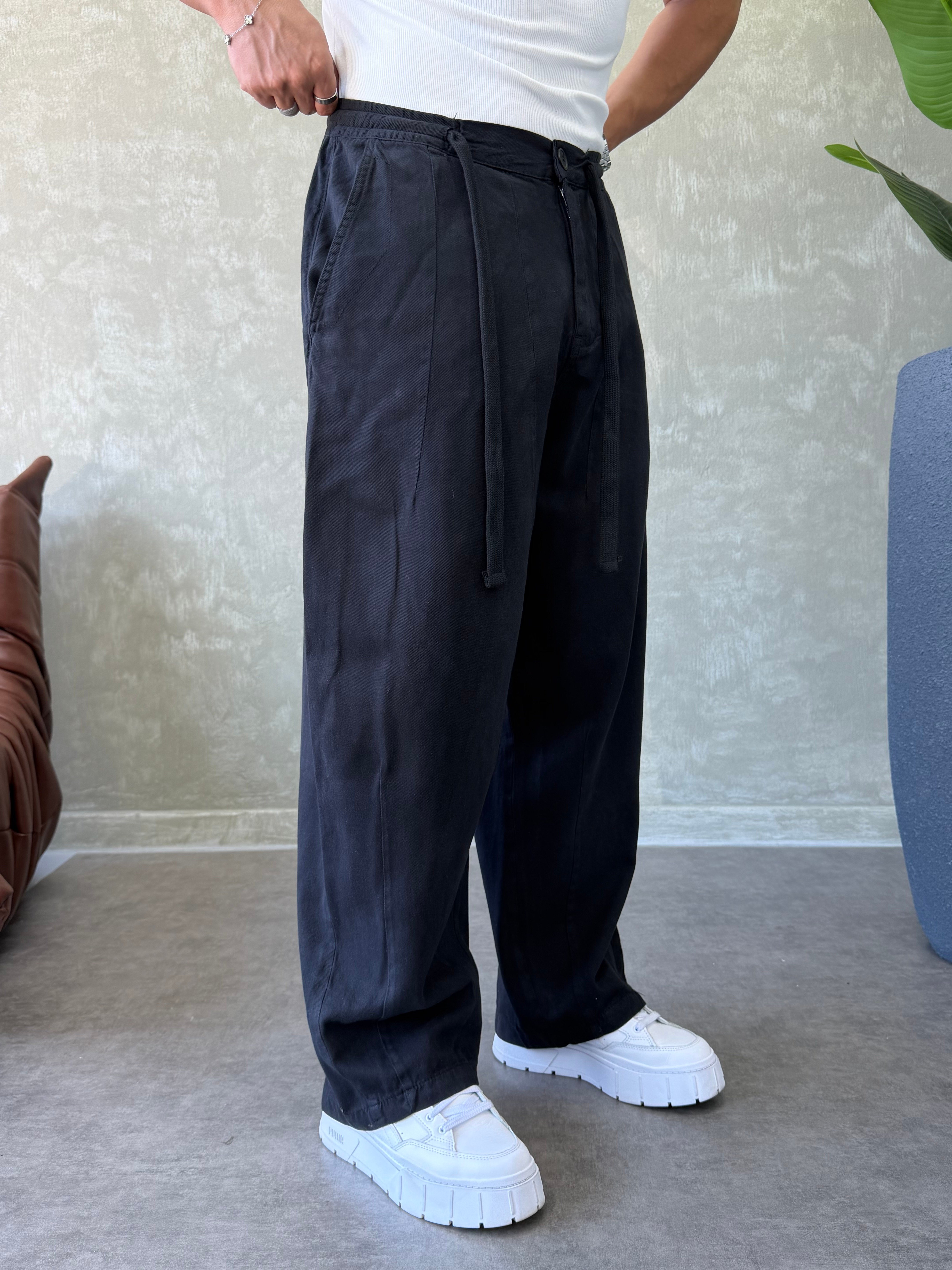 GABARDİN KUMAŞ SÜPER BAGGY SİYAH