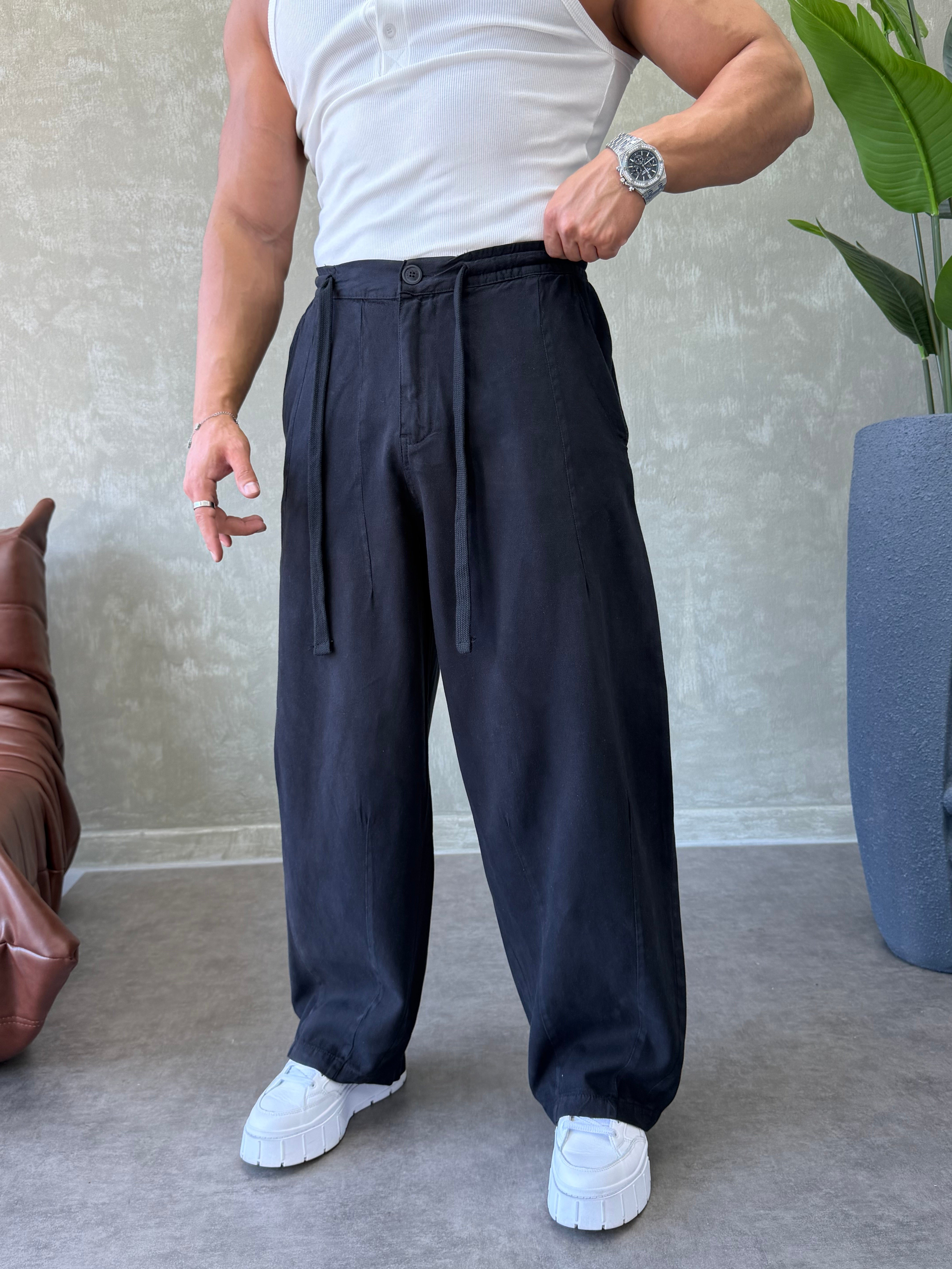 GABARDİN KUMAŞ SÜPER BAGGY SİYAH