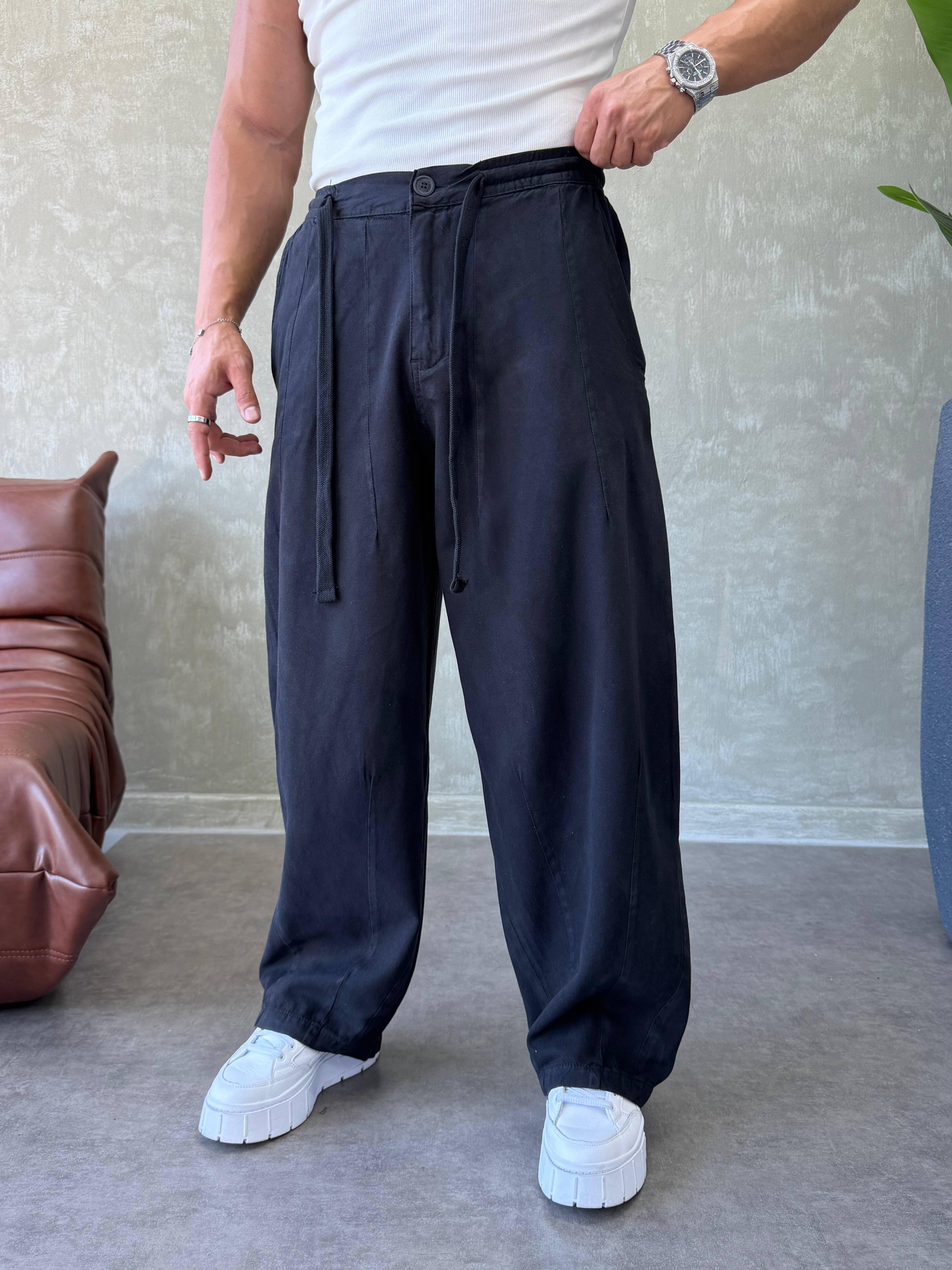 GABARDİN KUMAŞ SÜPER BAGGY SİYAH