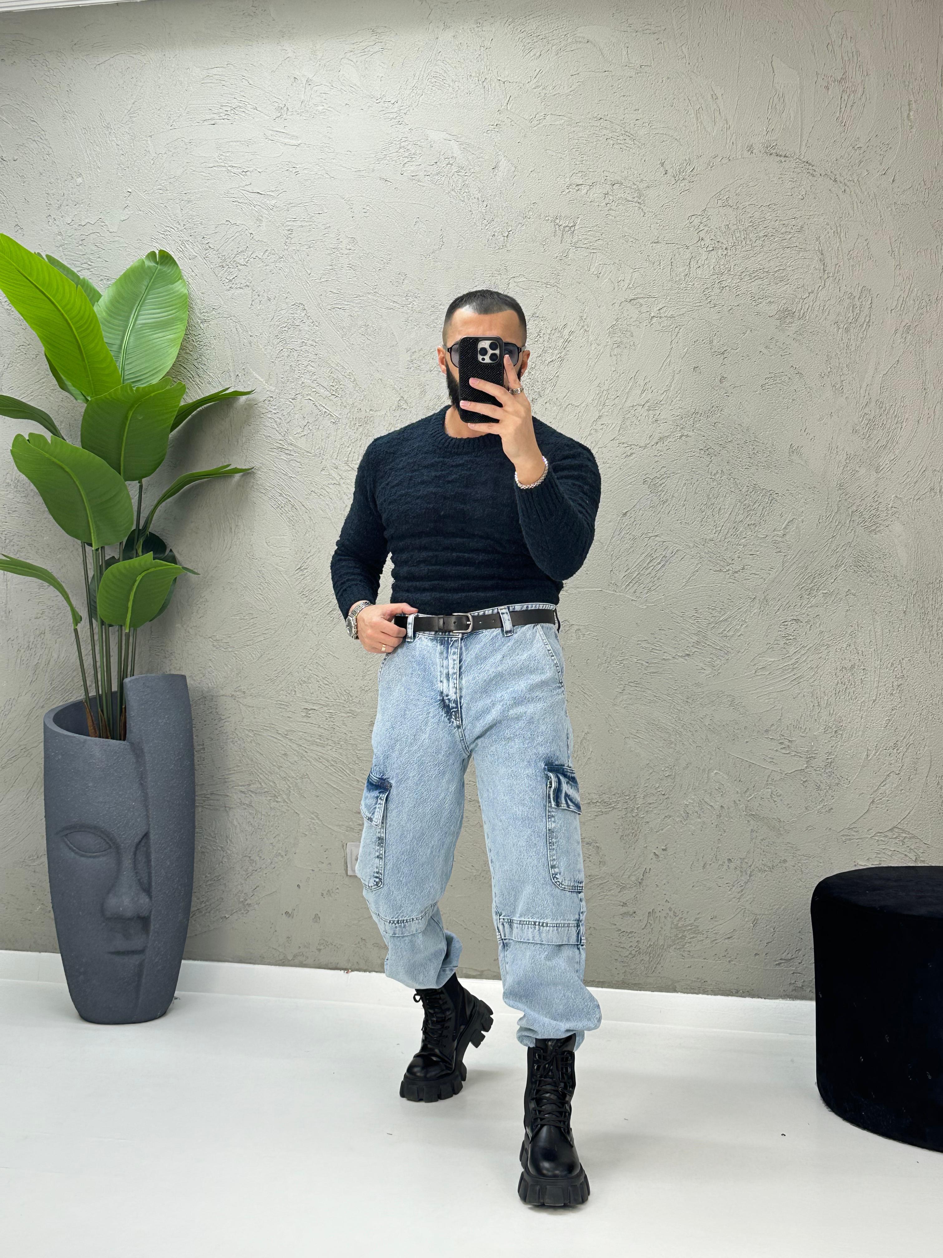 Lacivert Slimfit Yünlü Kazak
