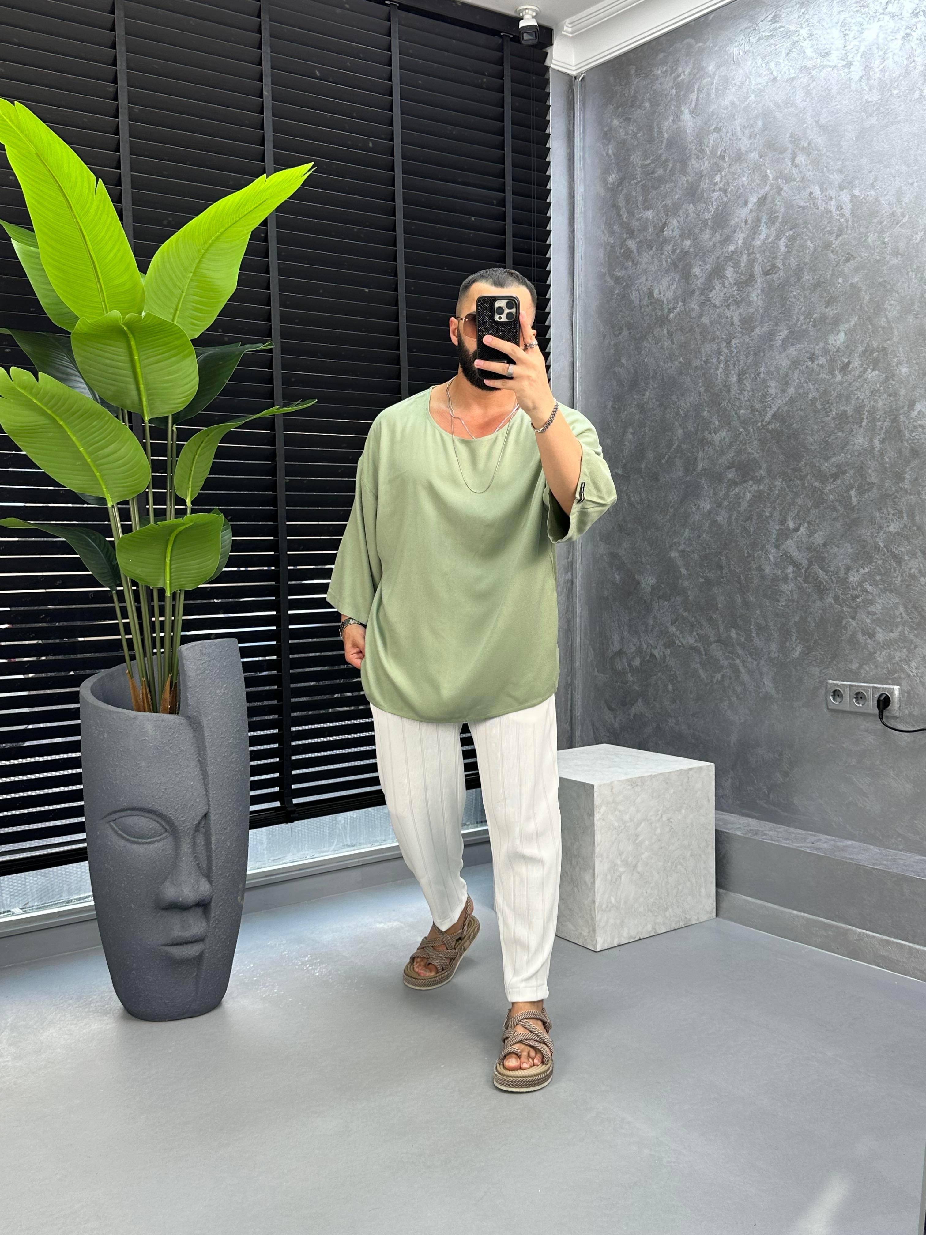 oversize fakir kol t-shirt yeşil
