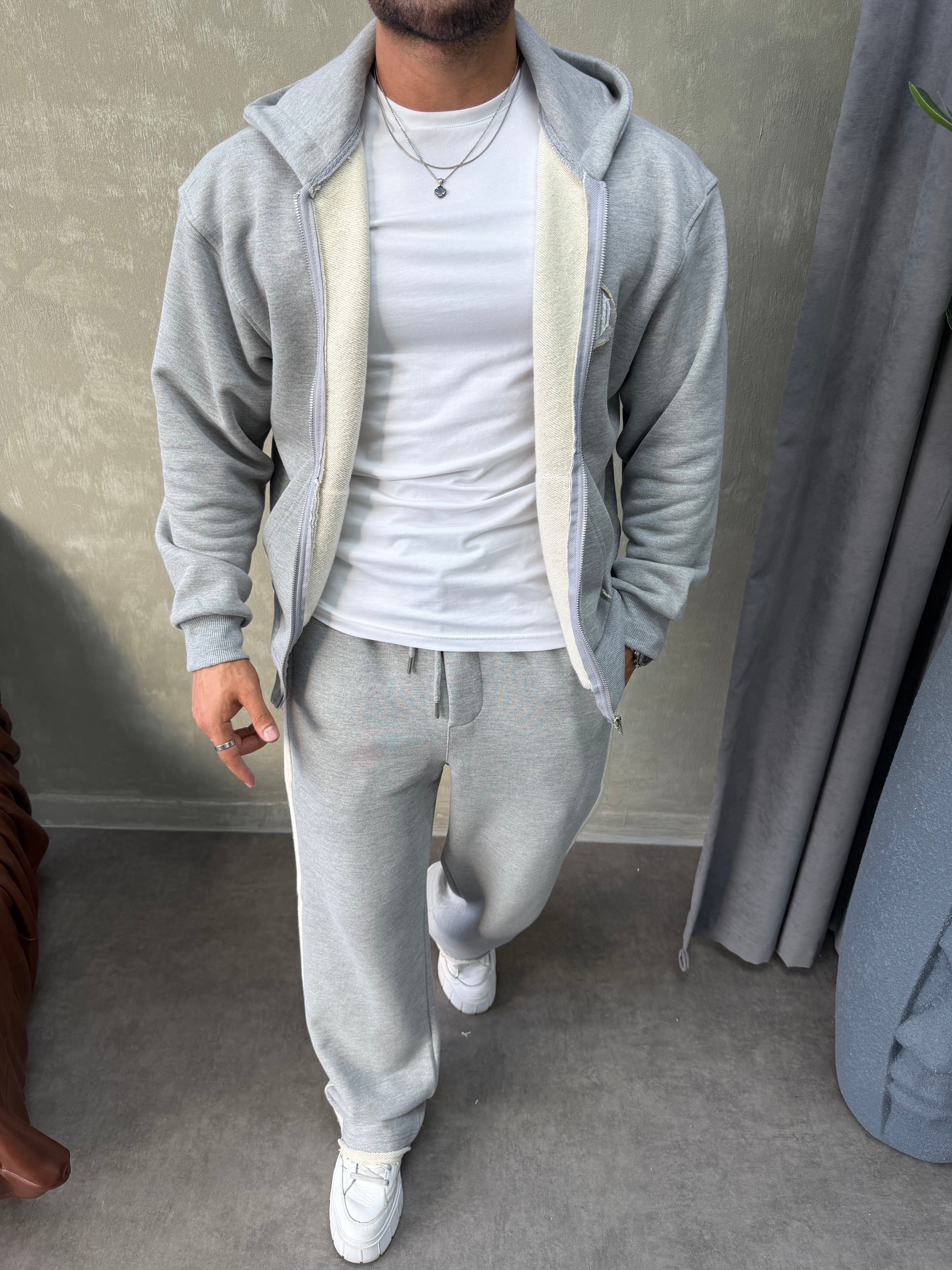 OVERSIZE KAPŞONLU EŞOFMAN TAKIMI GRİ