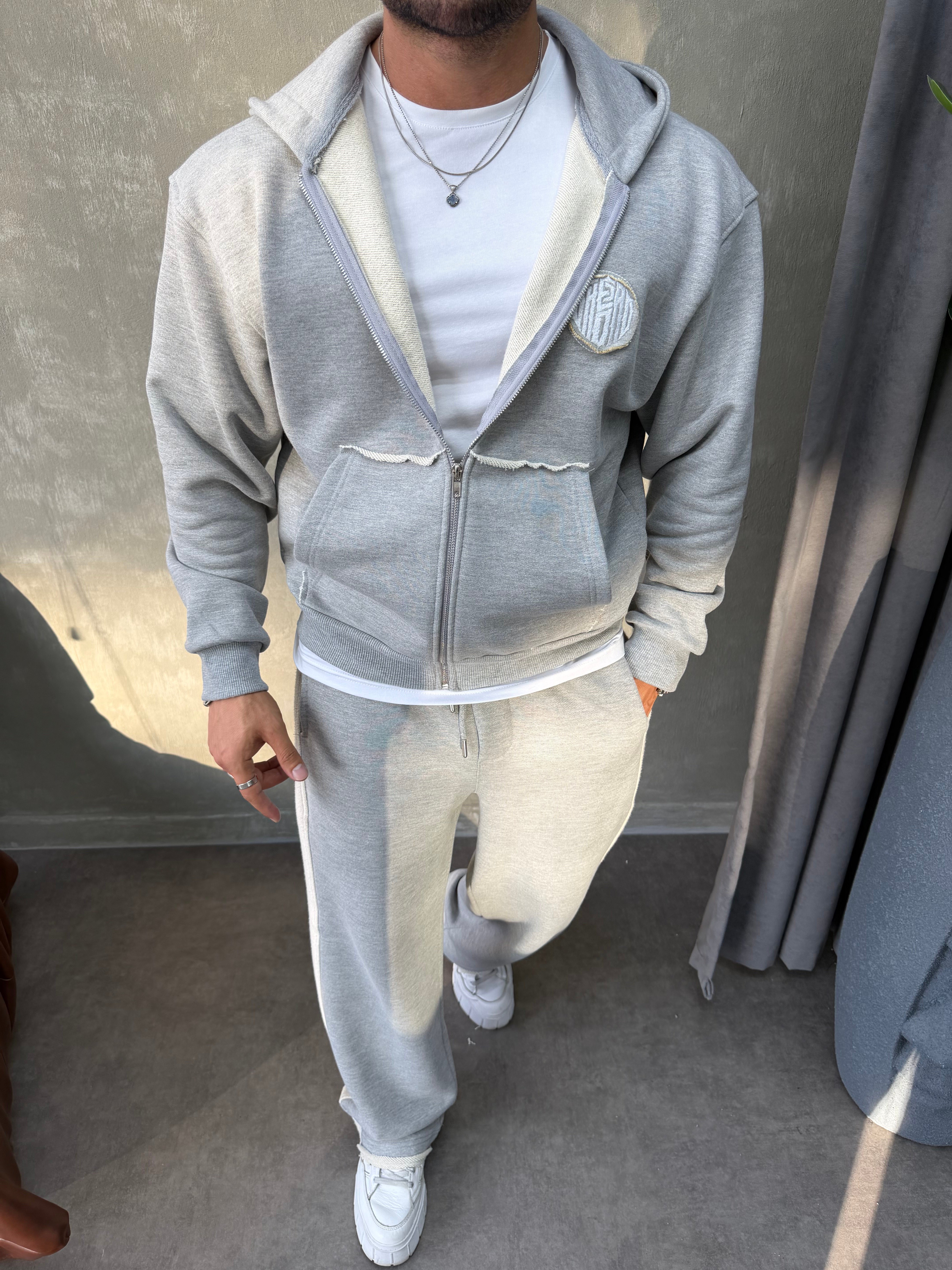 OVERSIZE KAPŞONLU EŞOFMAN TAKIMI GRİ