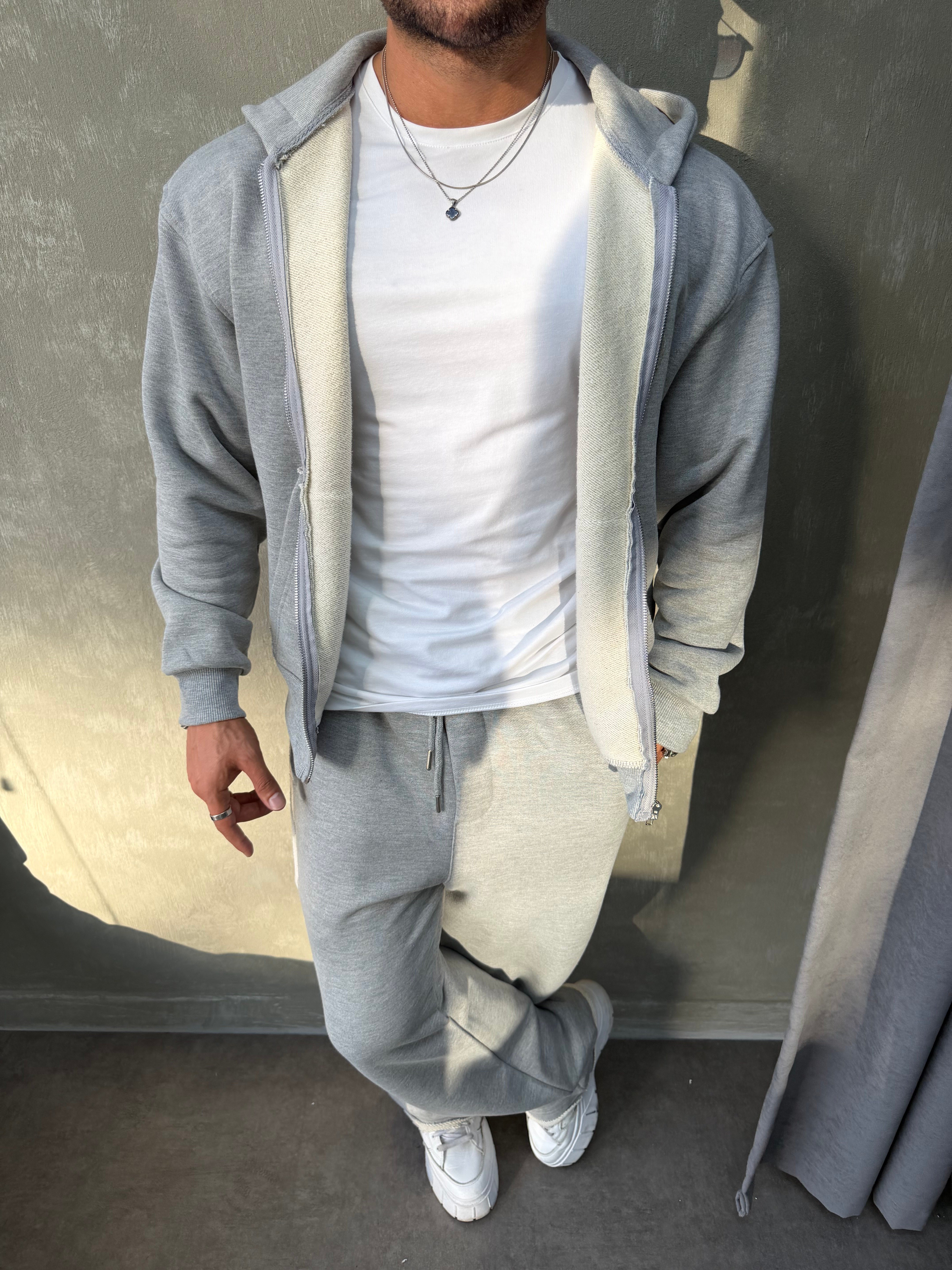 OVERSIZE KAPŞONLU EŞOFMAN TAKIMI GRİ
