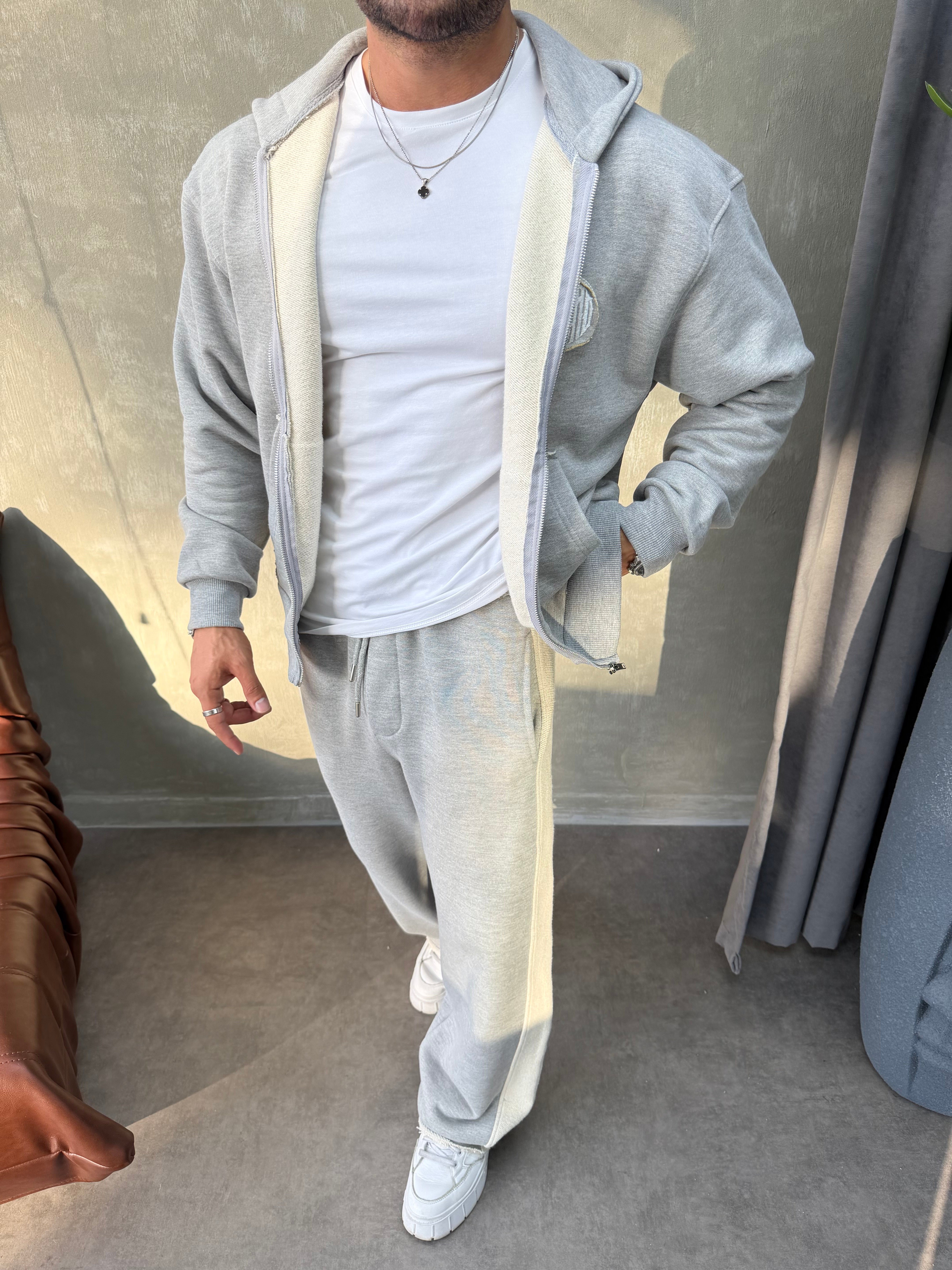 OVERSIZE KAPŞONLU EŞOFMAN TAKIMI GRİ
