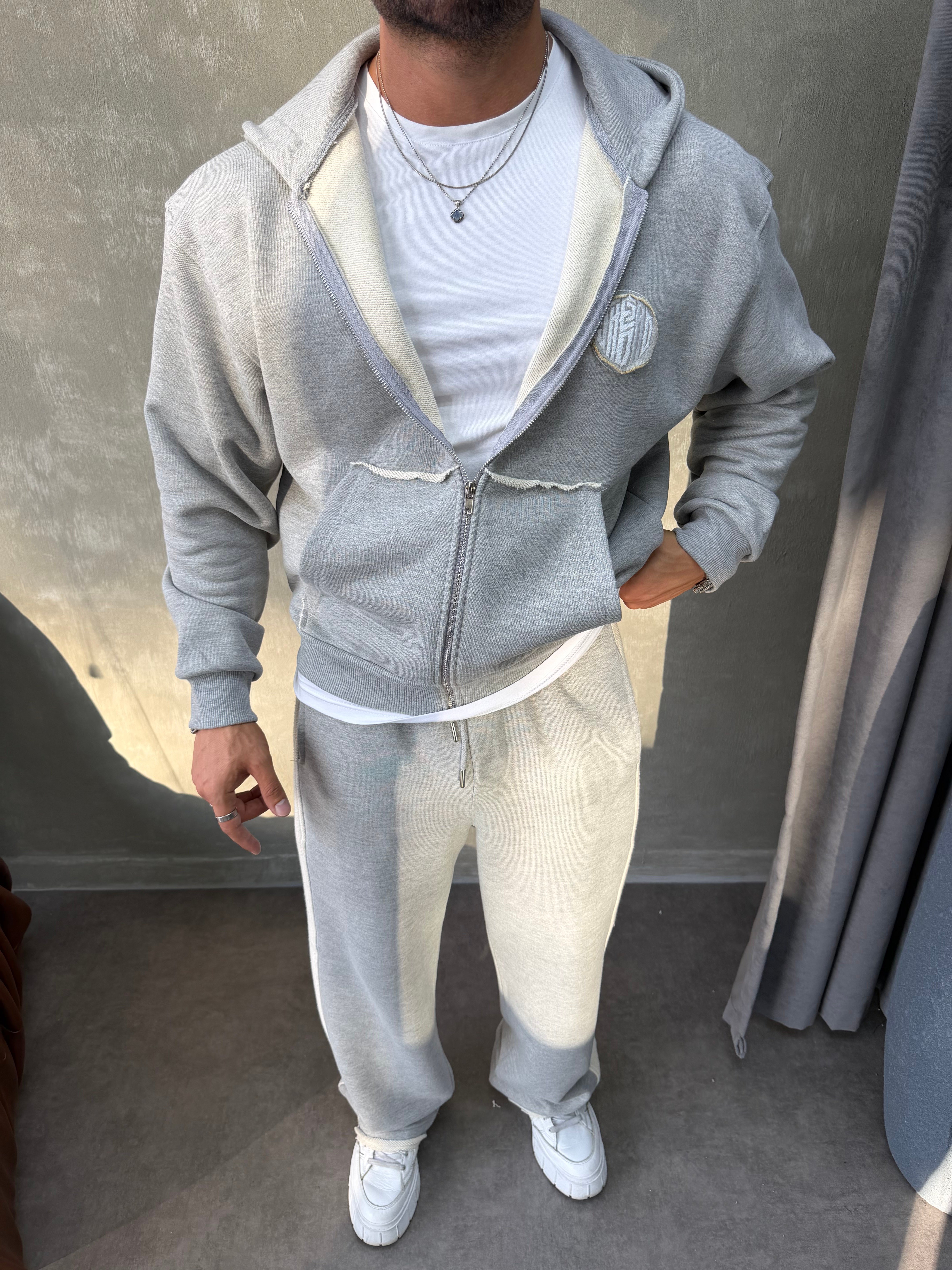 OVERSIZE KAPŞONLU EŞOFMAN TAKIMI GRİ