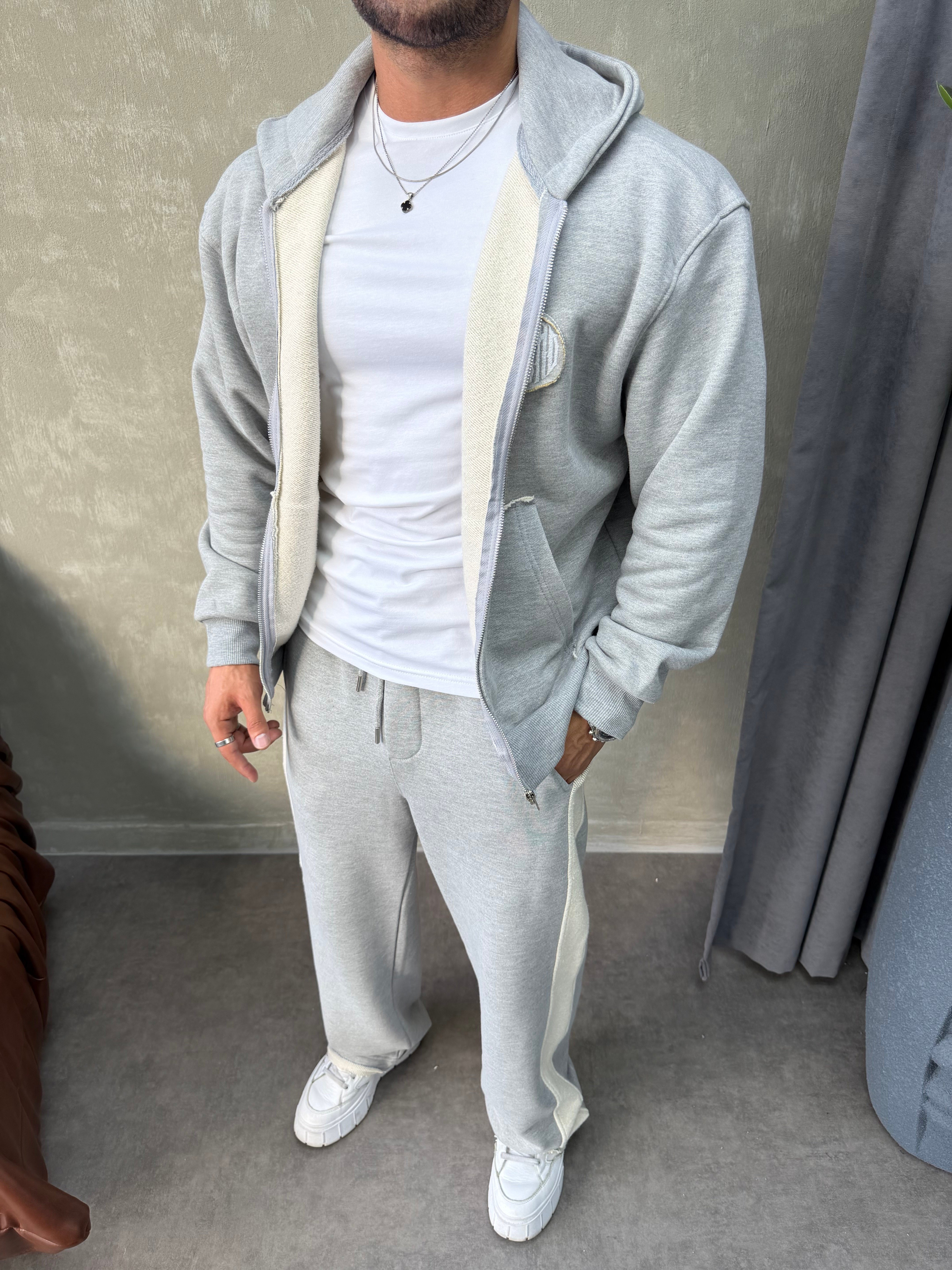 OVERSIZE KAPŞONLU EŞOFMAN TAKIMI GRİ