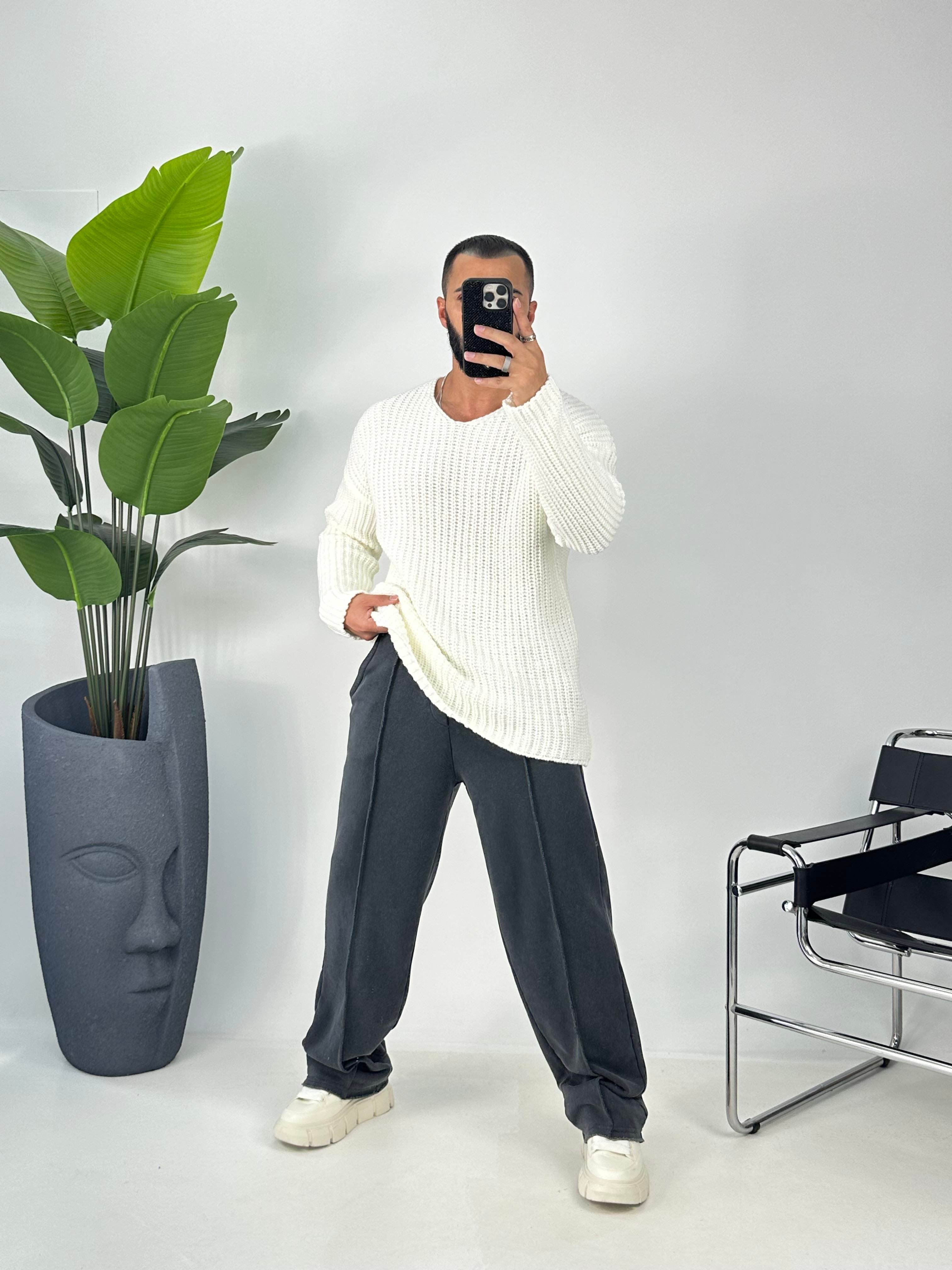 OVERSİZE ÖRME KAZAK BEYAZ