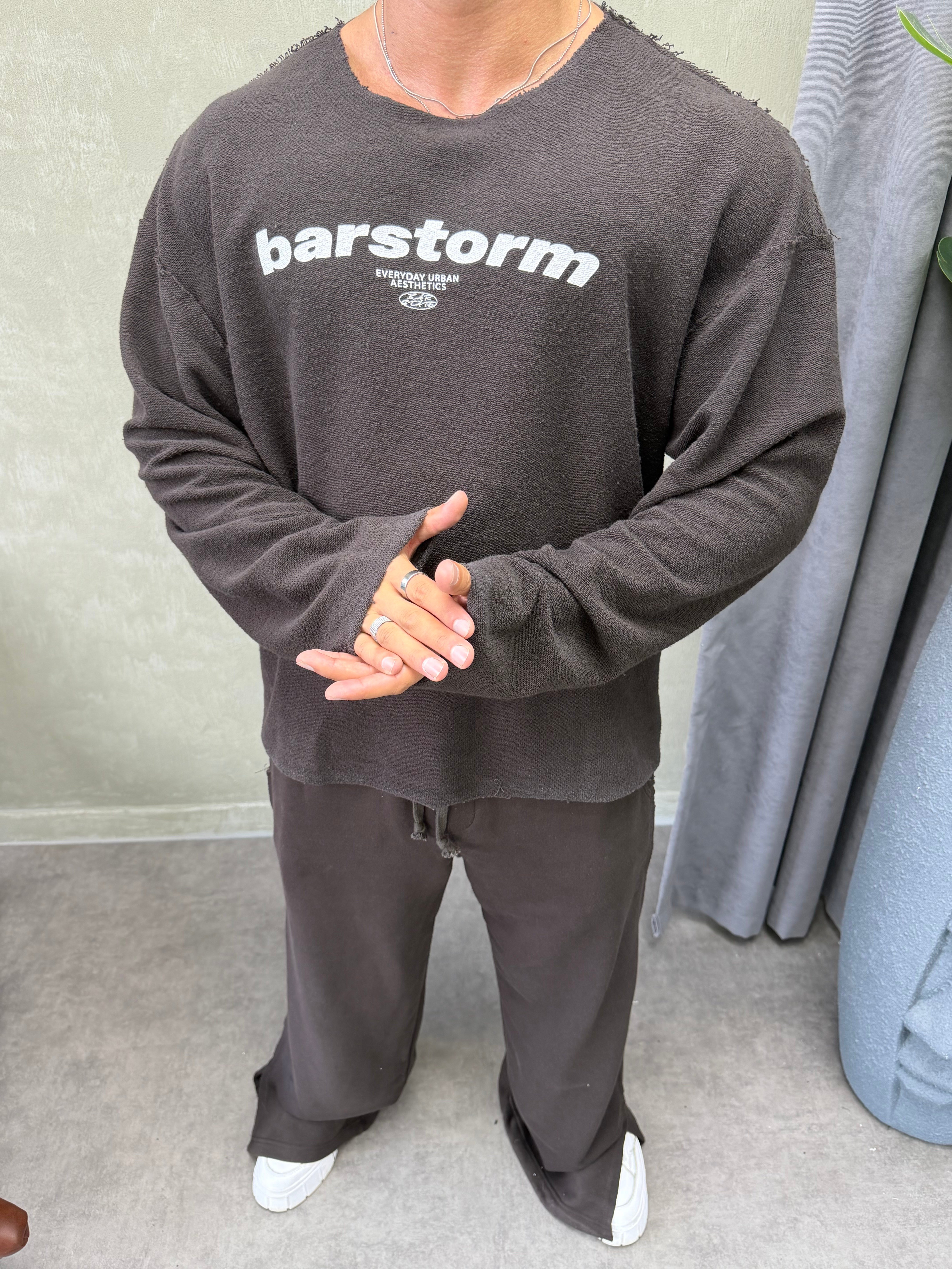 ÖZEL SERİ ÇİFT TARAFLI OVERSIZE SWEAT KAHVERENGİ