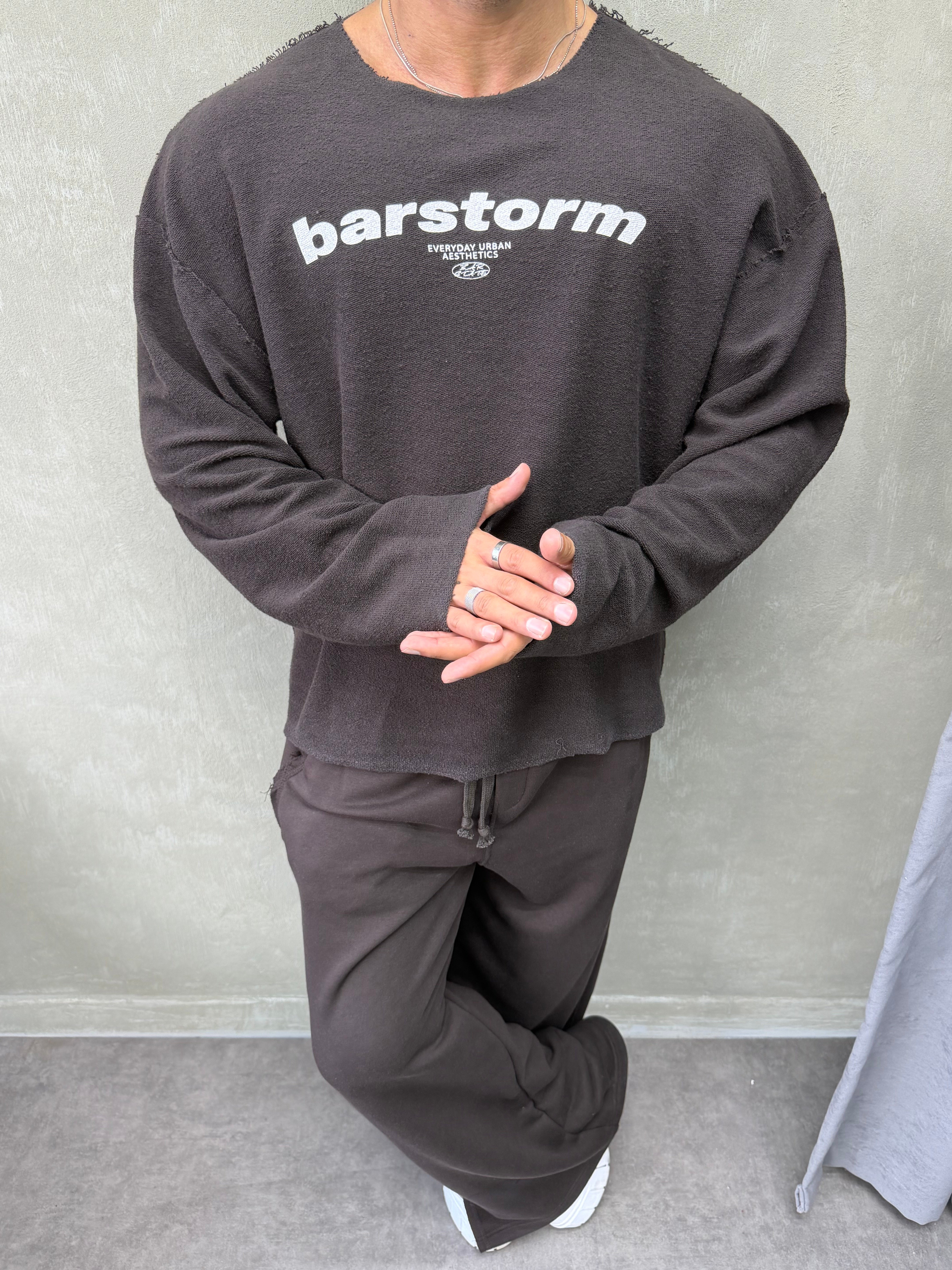 ÖZEL SERİ ÇİFT TARAFLI OVERSIZE SWEAT KAHVERENGİ