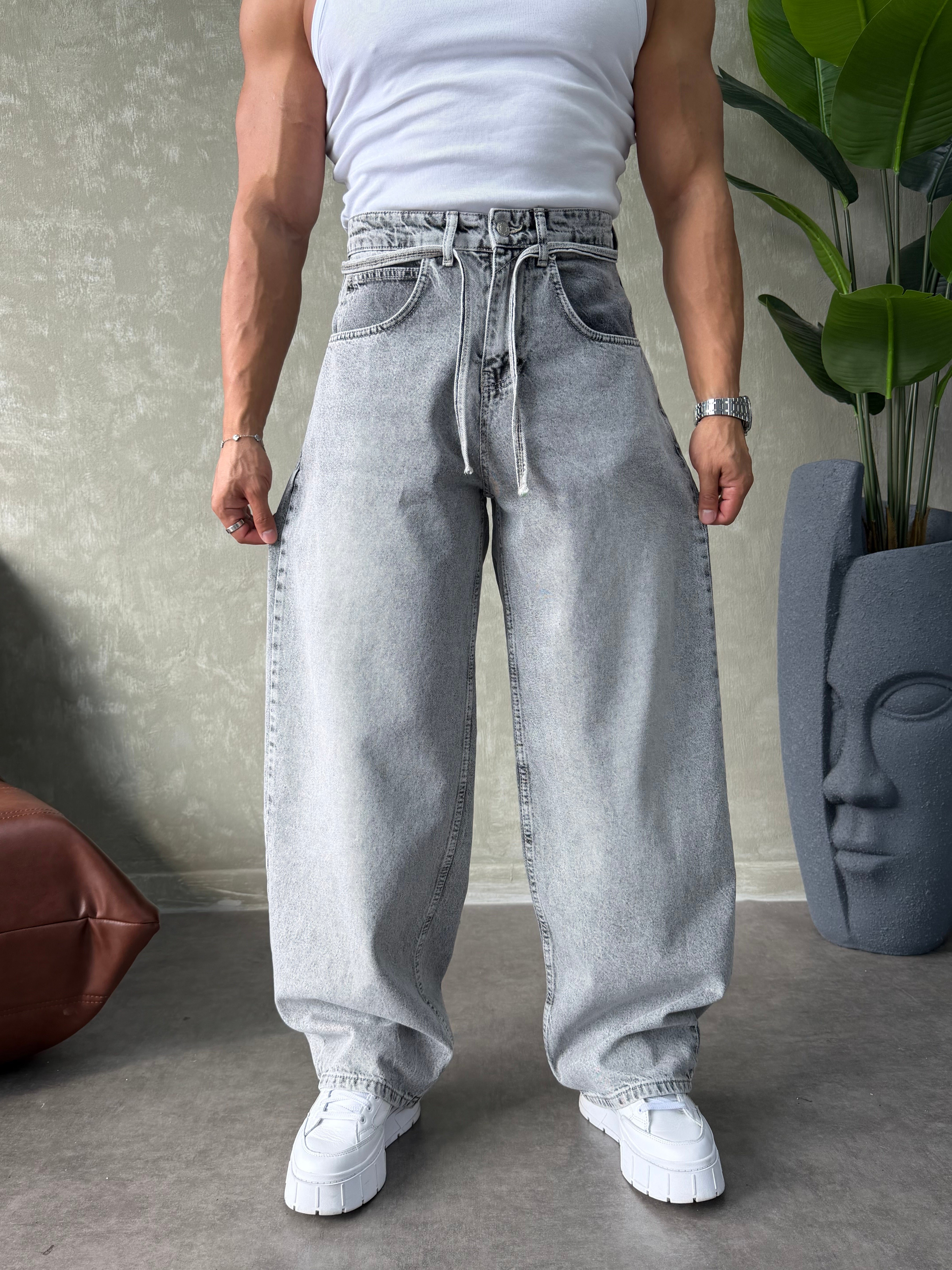 PREMIUM İP DETALI  BALON JEAN GRİ