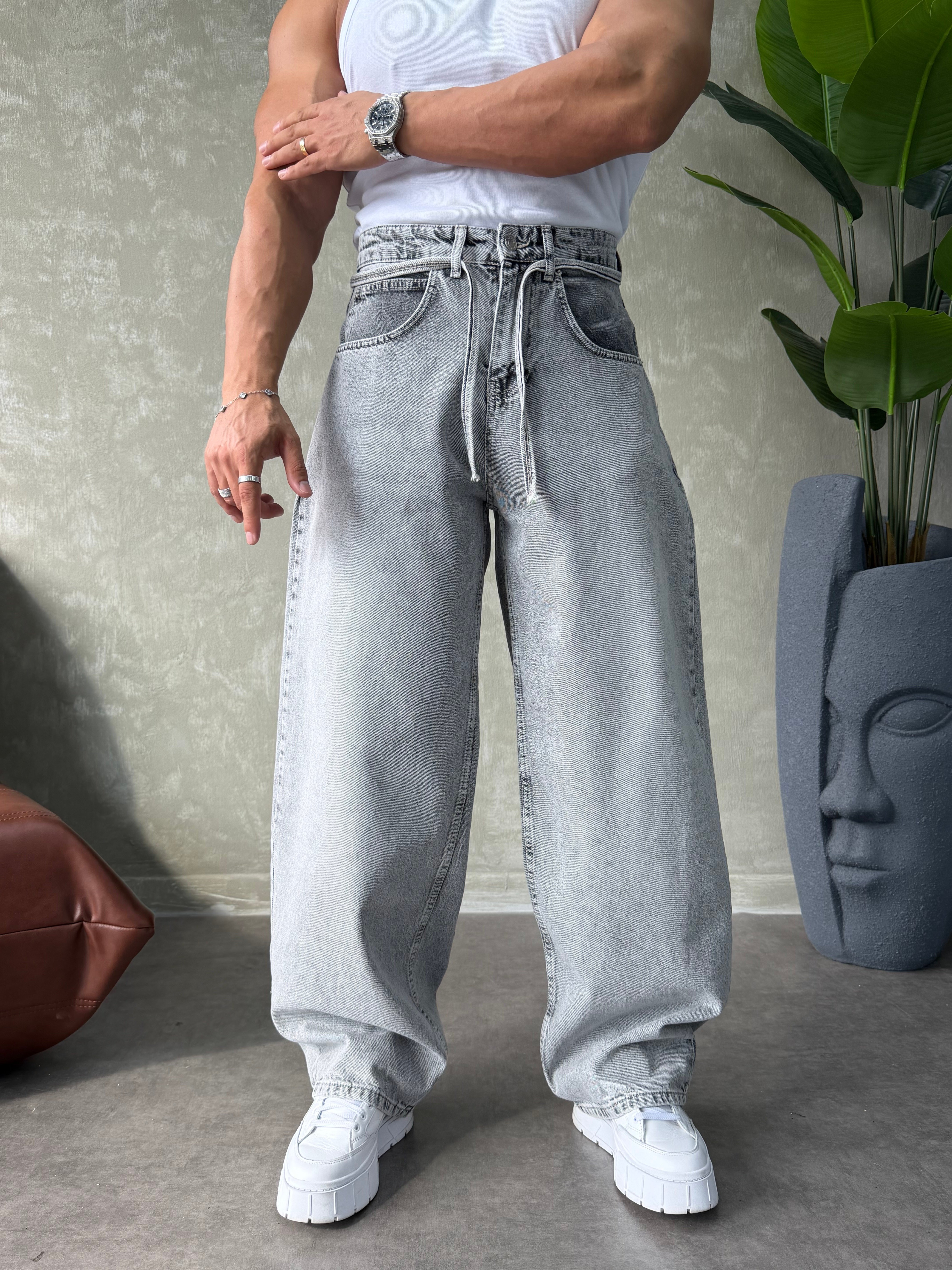 PREMIUM İP DETALI  BALON JEAN GRİ