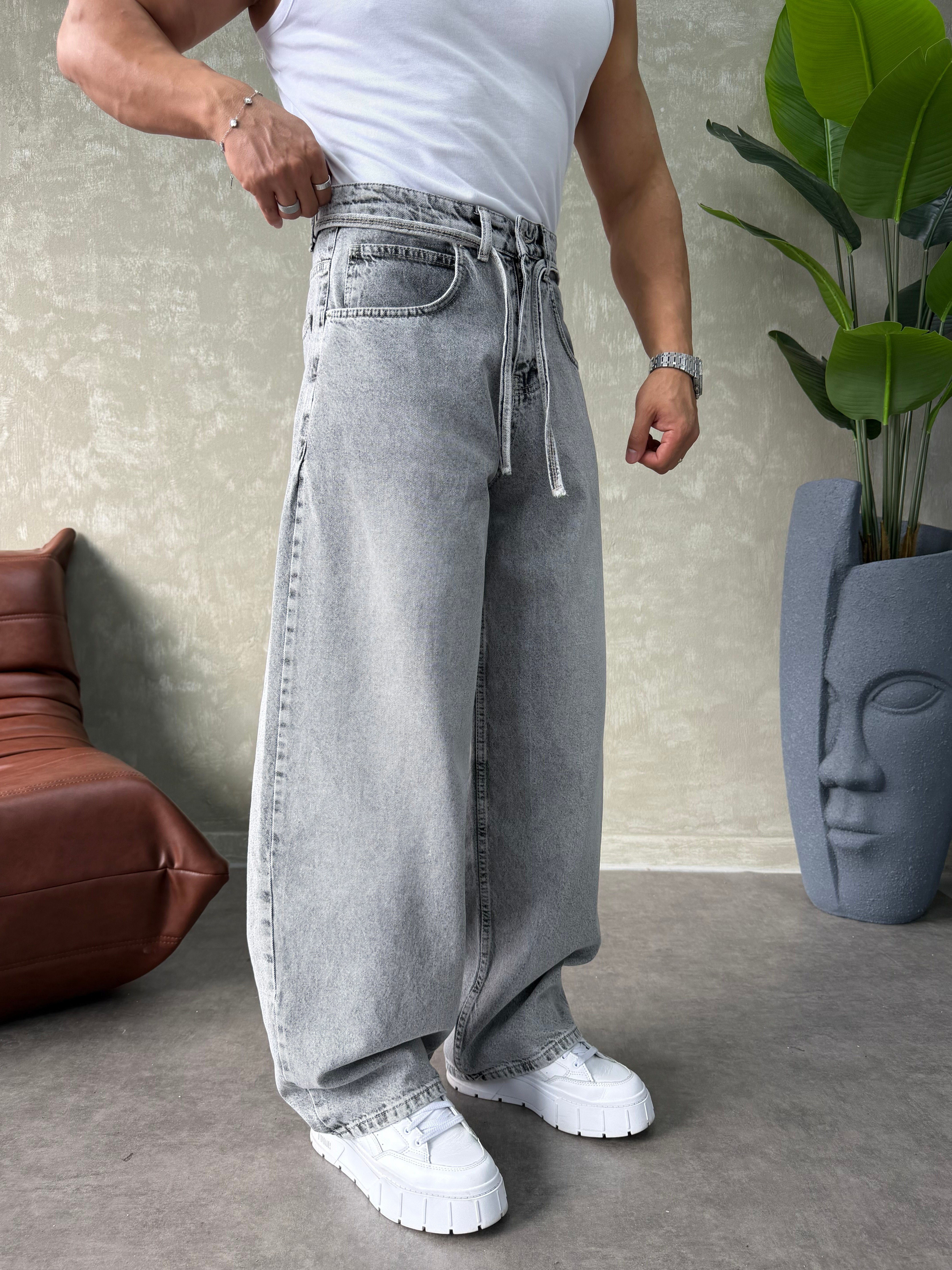 PREMIUM İP DETALI  BALON JEAN GRİ
