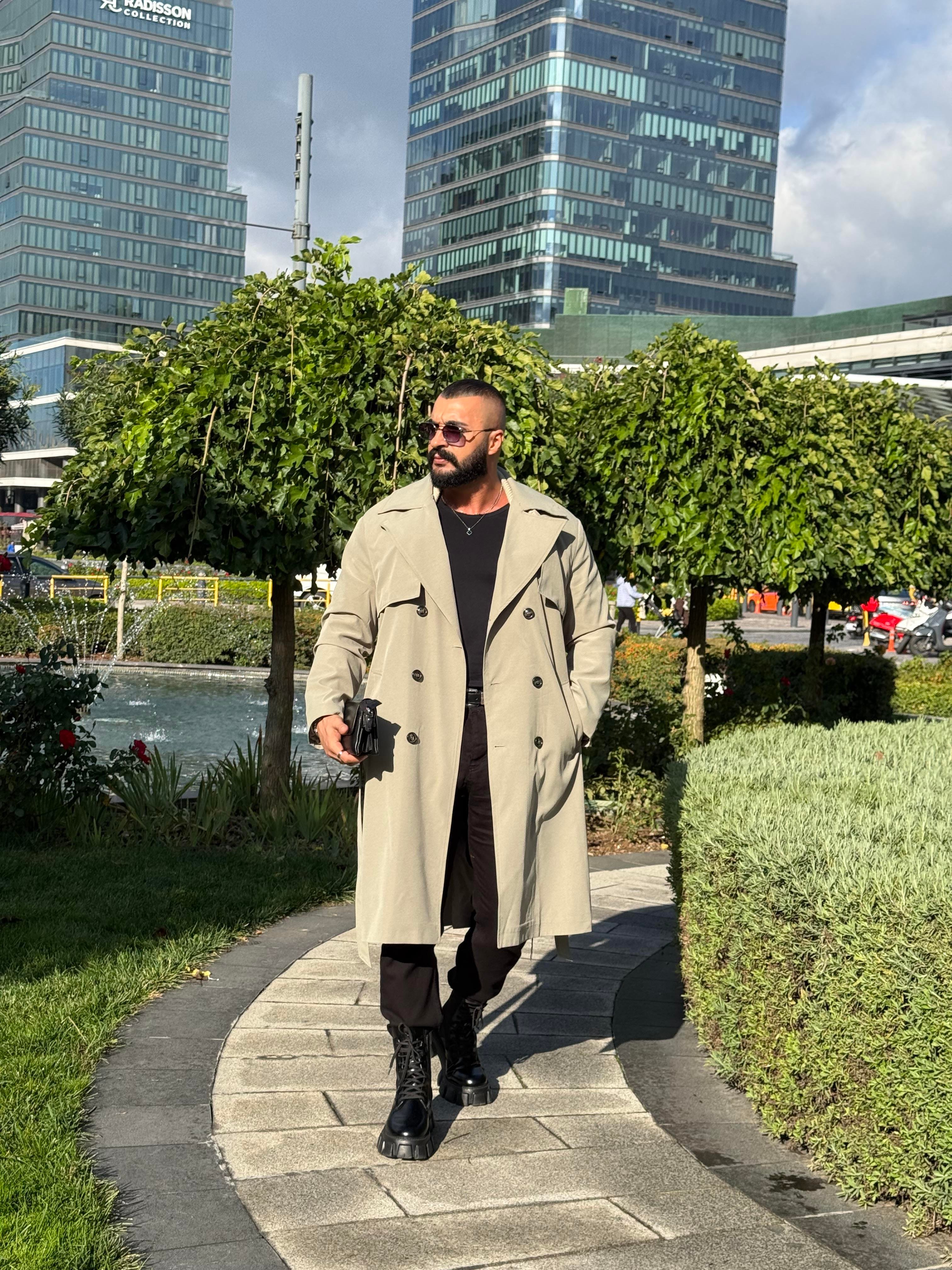 PREMİUM KALİTE KEMERLİ TRENCKOT HAKİ
