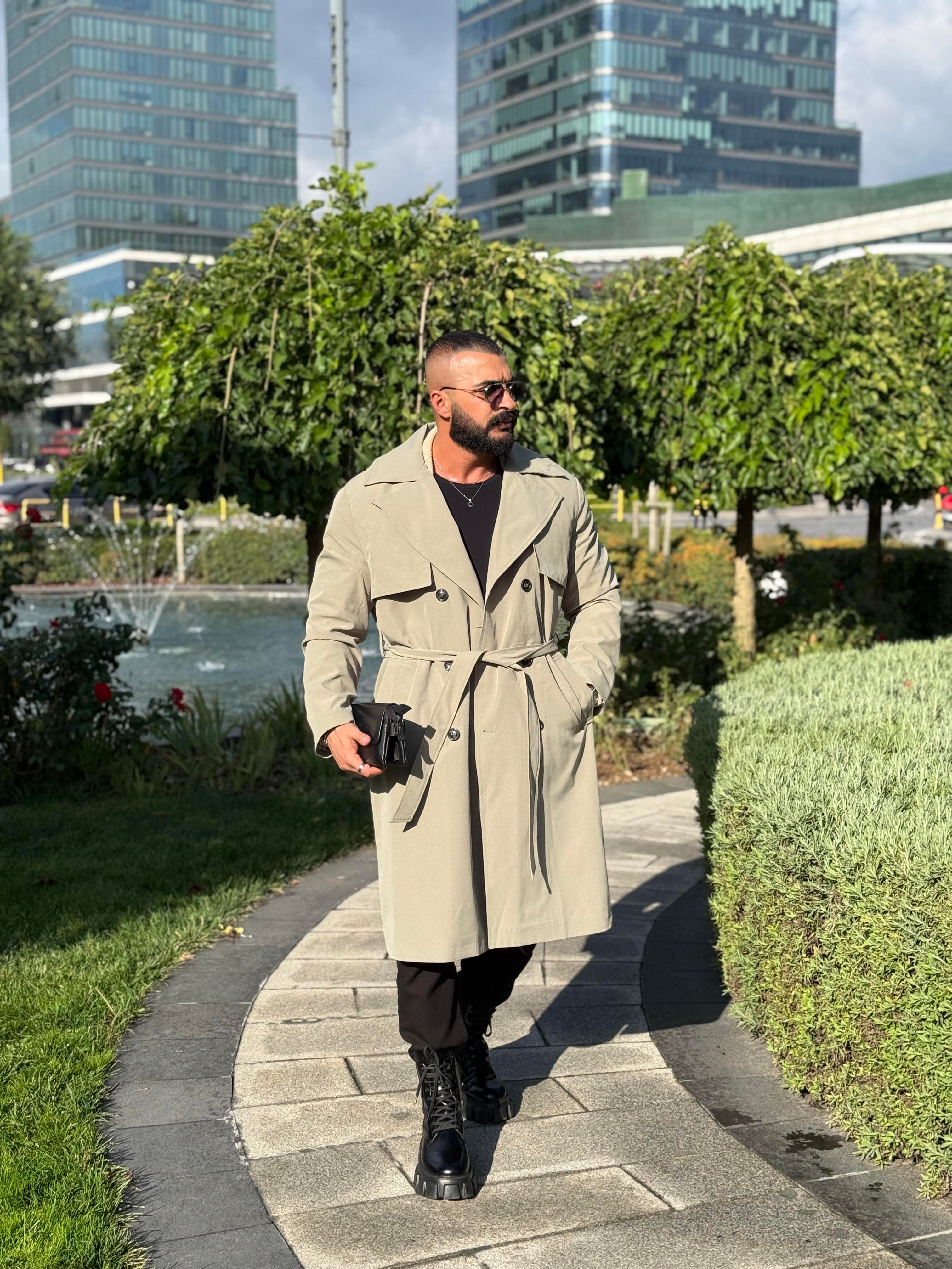 PREMİUM KALİTE KEMERLİ TRENCKOT HAKİ