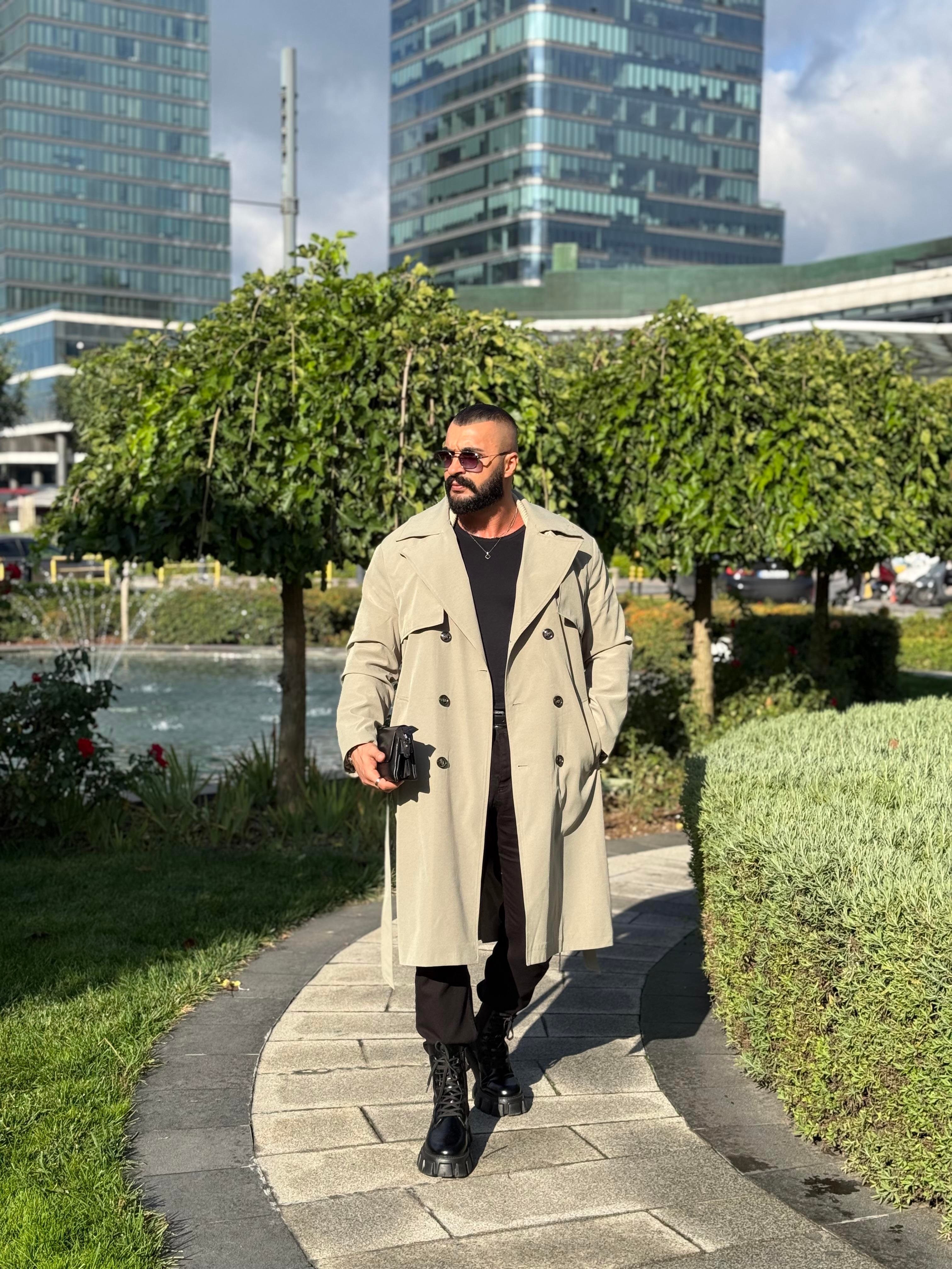 PREMİUM KALİTE KEMERLİ TRENCKOT HAKİ