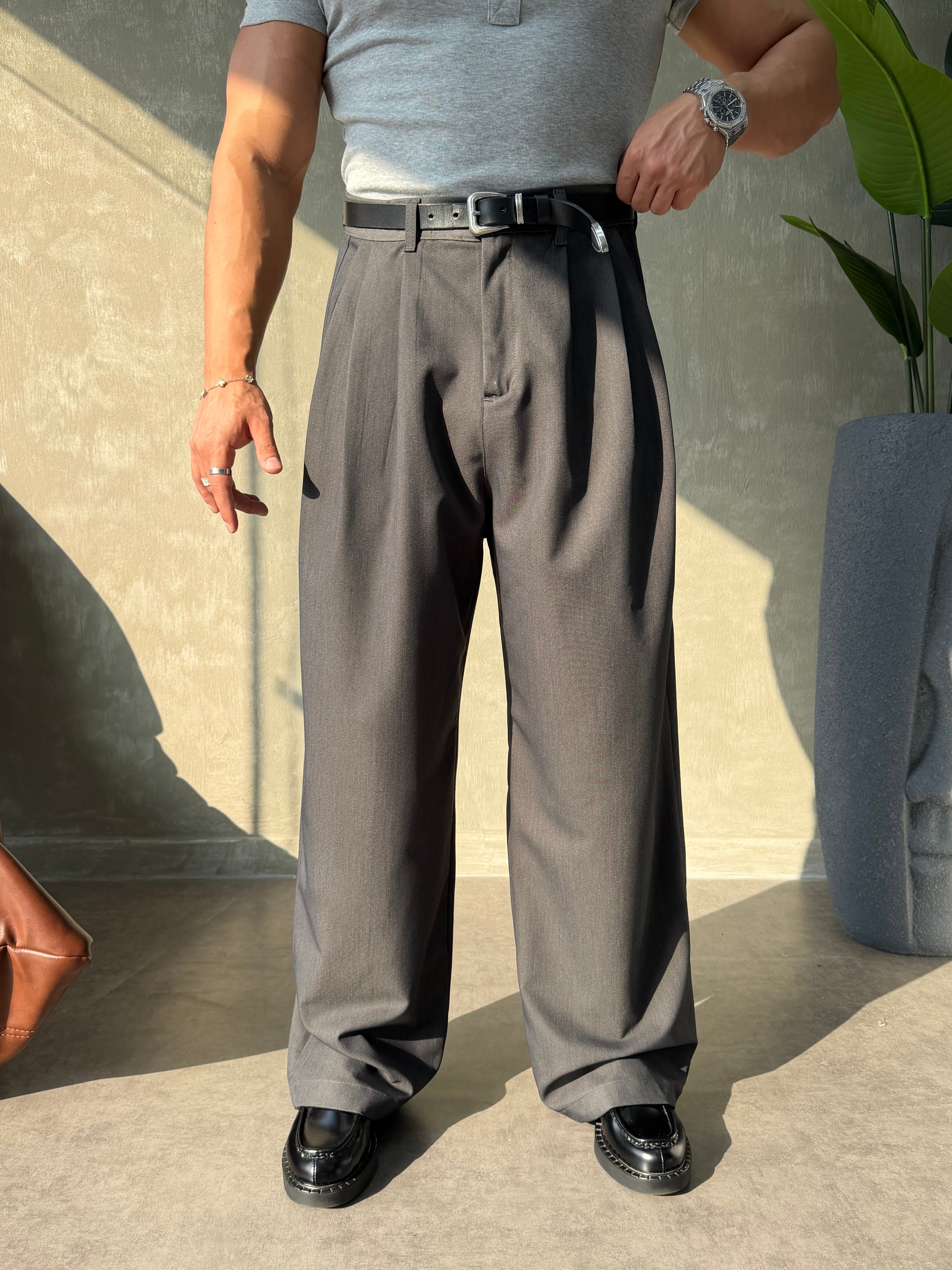 PREMİUM KUMAŞ ÇİFT PİLELİ PANTOLON FÜME