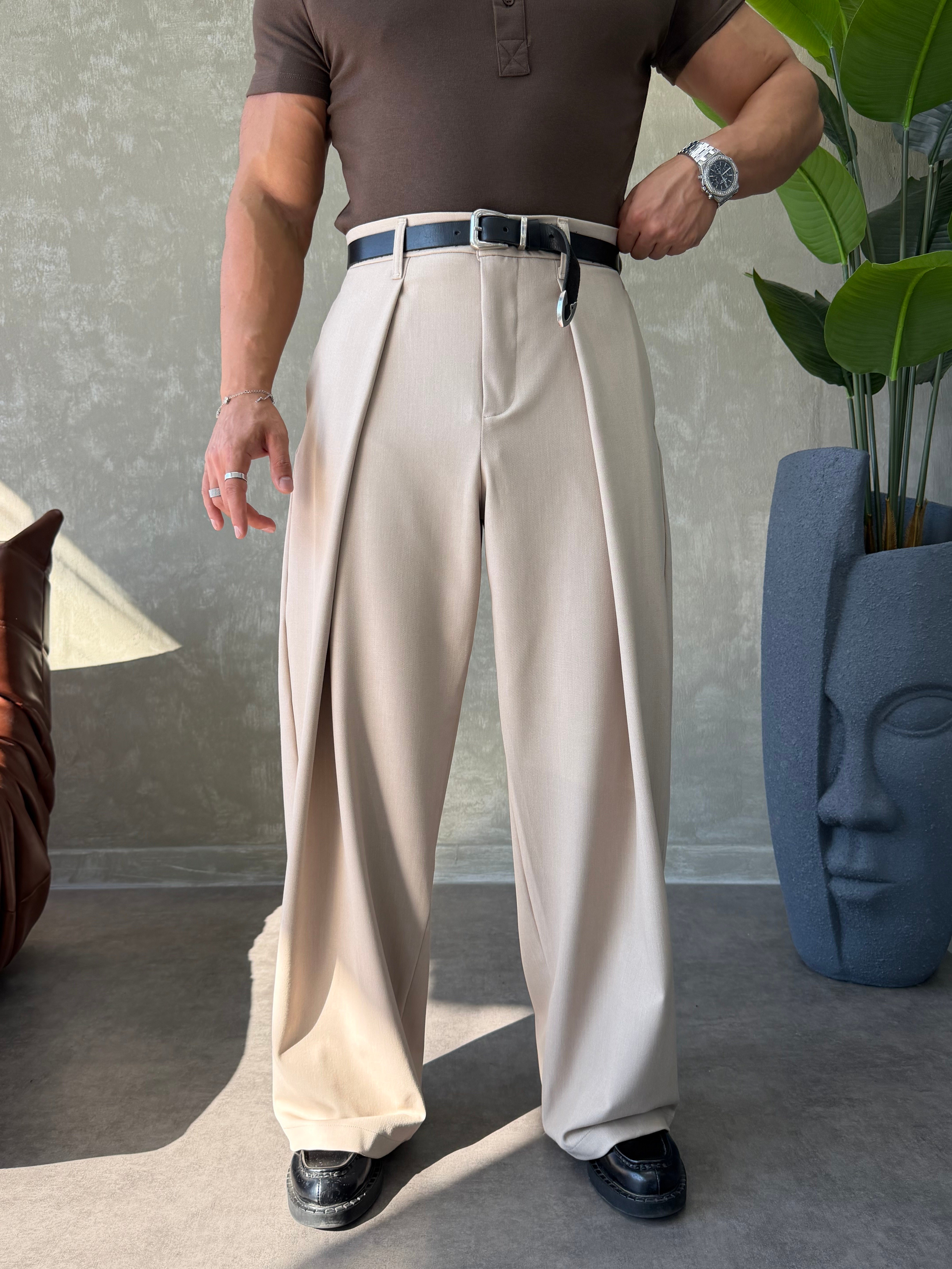 PREMIUM KUMAŞ KORE KESİM PANTOLON BEJ