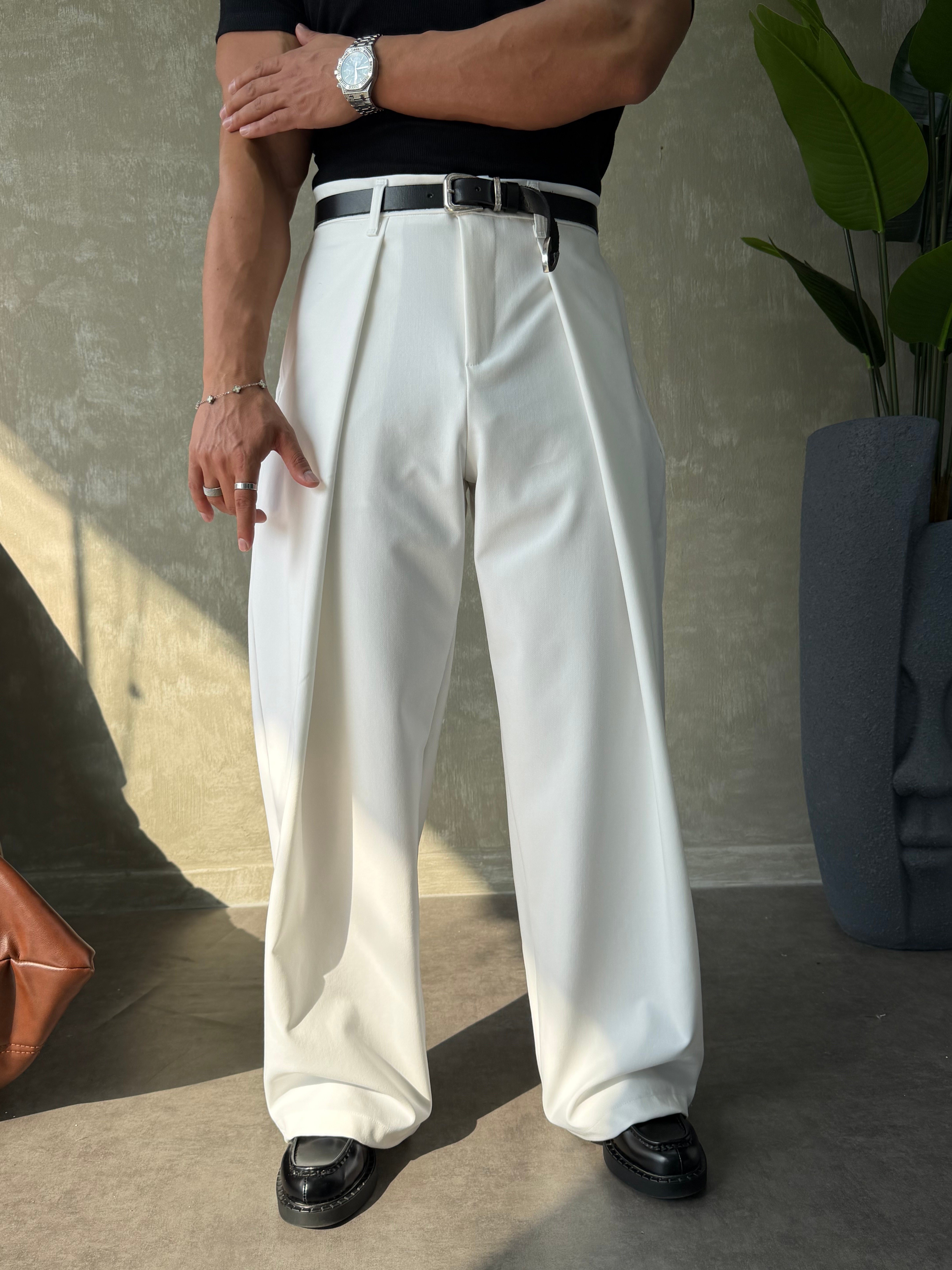 PREMIUM KUMAŞ KORE KESİM PANTOLON BEYAZ