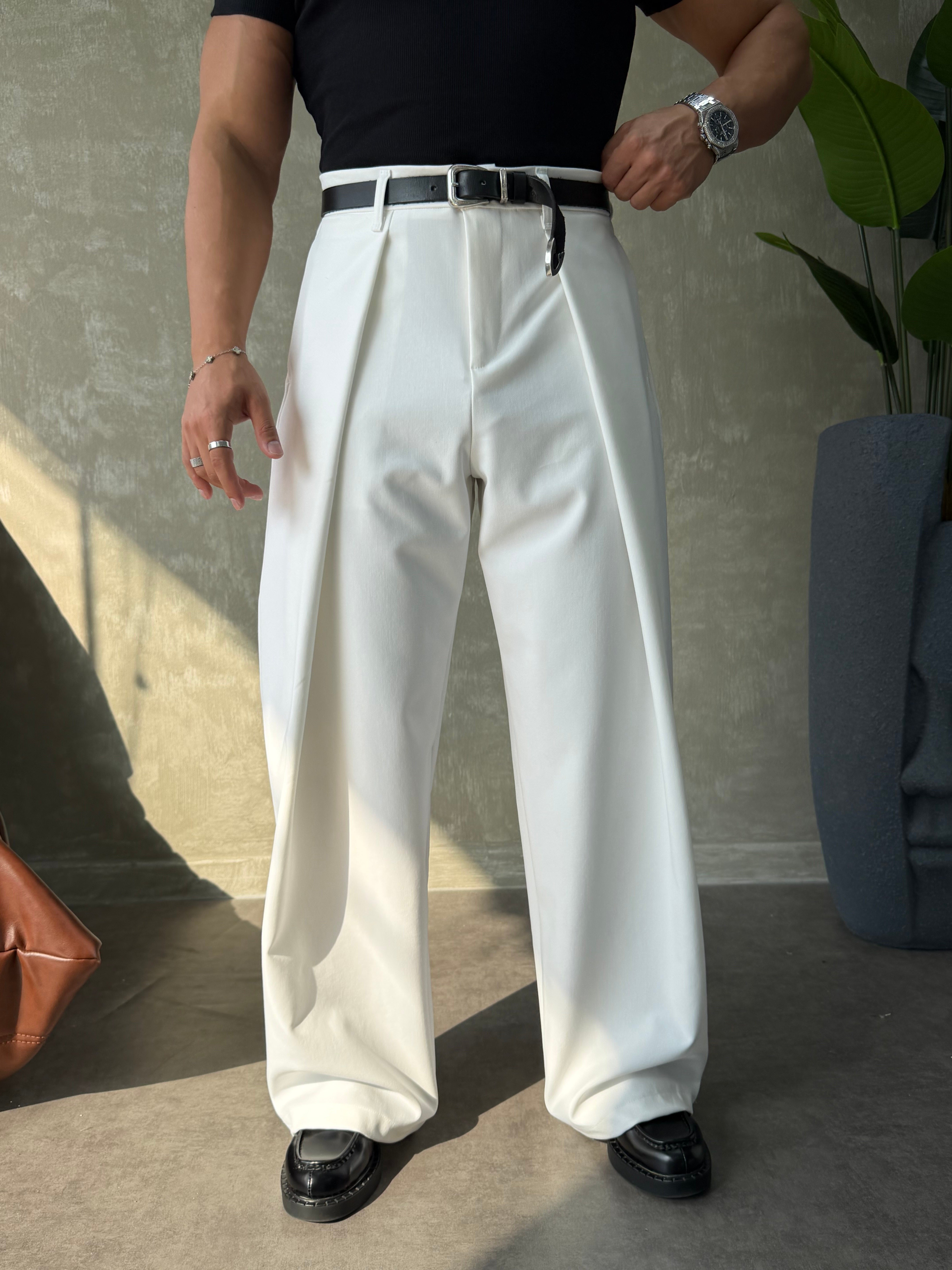 PREMIUM KUMAŞ KORE KESİM PANTOLON BEYAZ