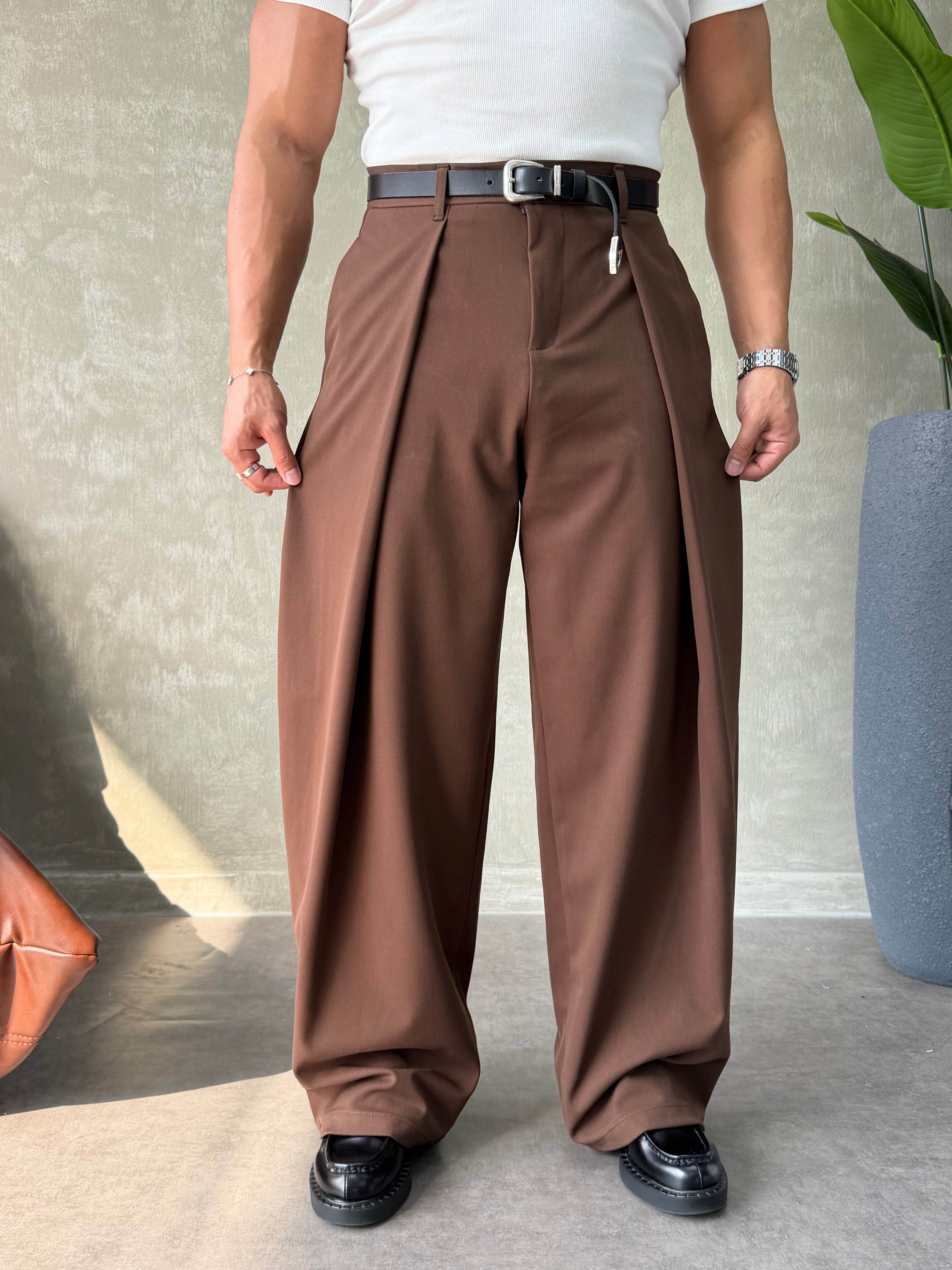 PREMIUM KUMAŞ KORE KESİM PANTOLON KAHVERENGİ