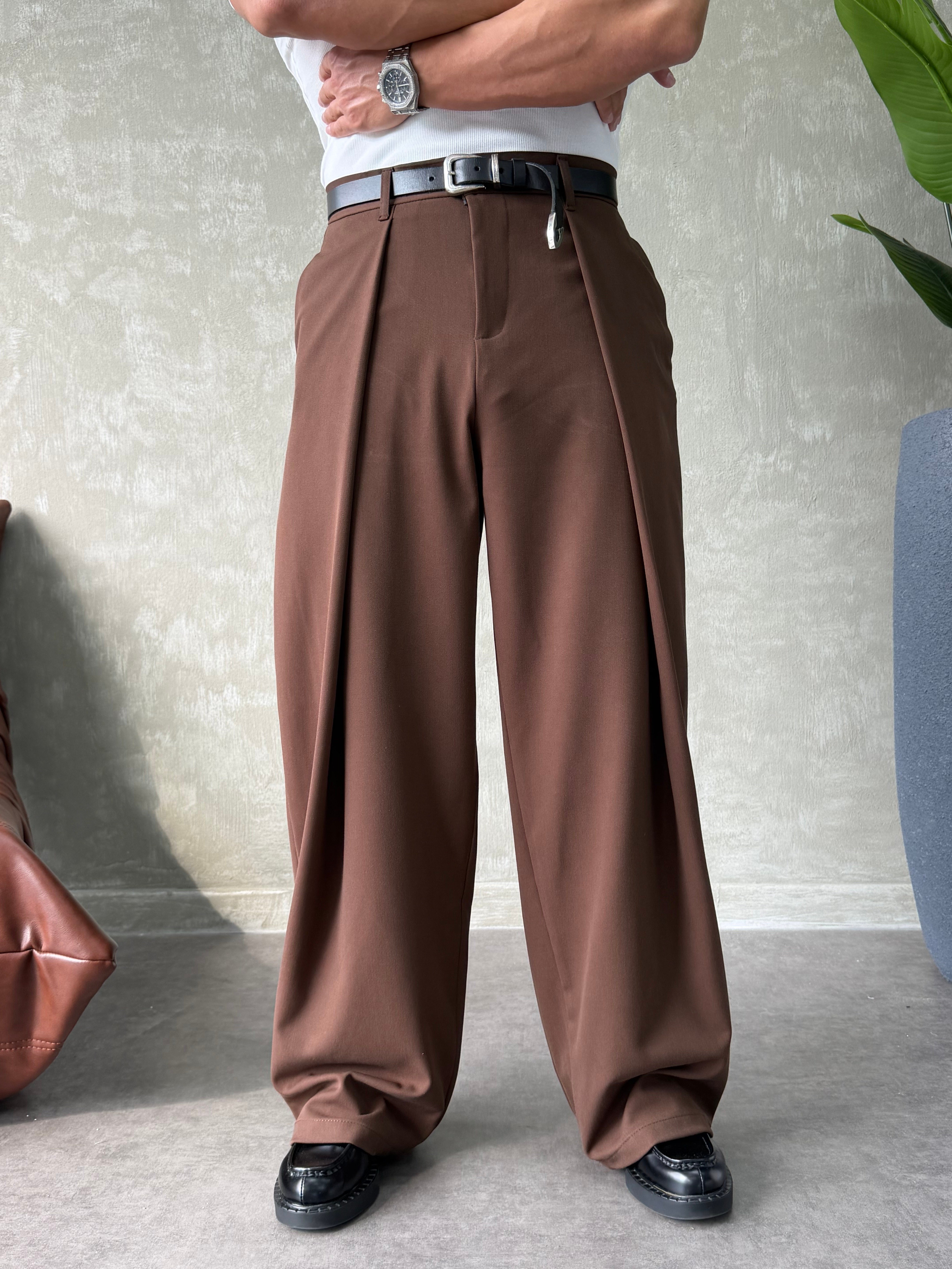 PREMIUM KUMAŞ KORE KESİM PANTOLON KAHVERENGİ