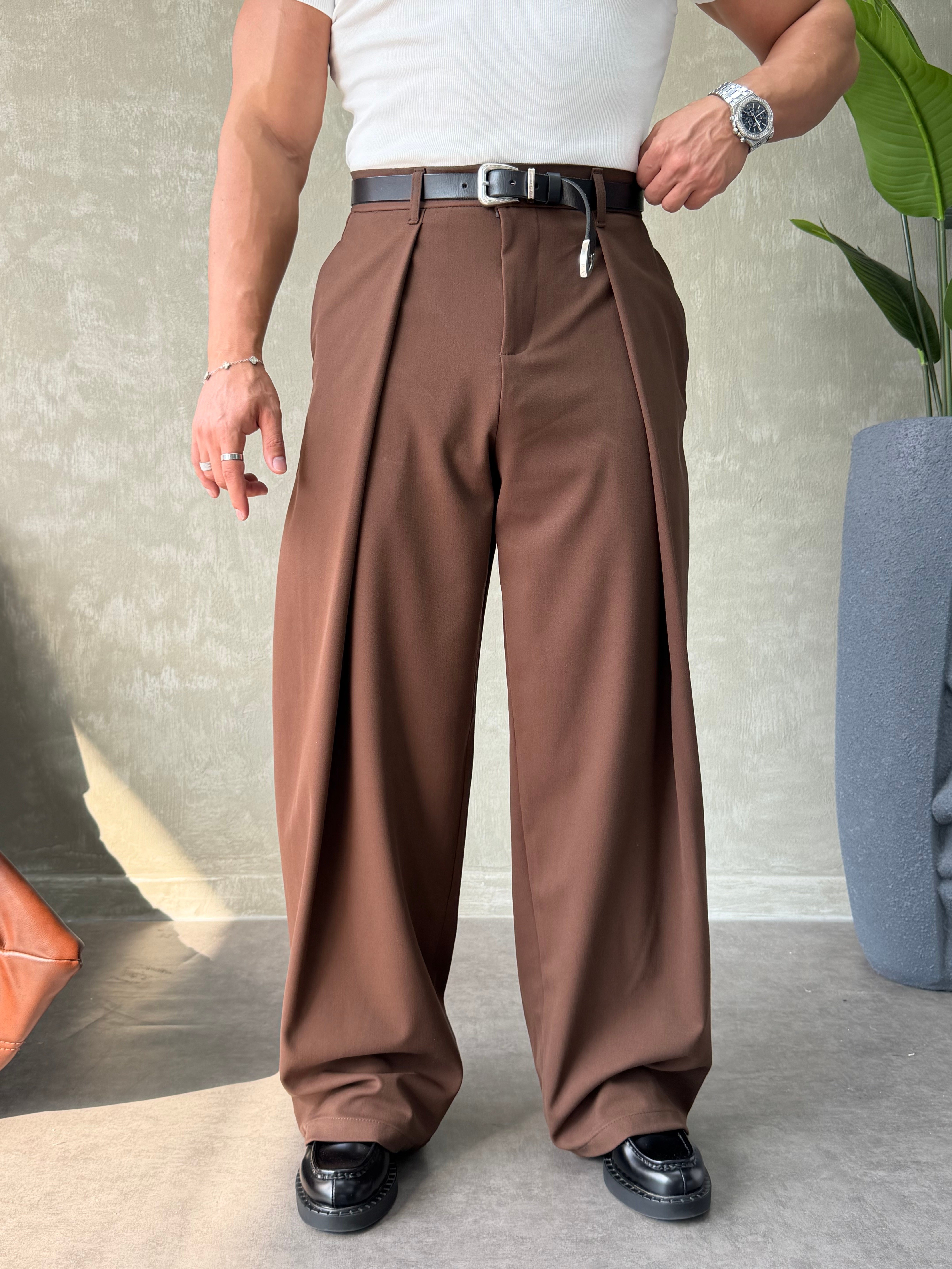 PREMIUM KUMAŞ KORE KESİM PANTOLON KAHVERENGİ