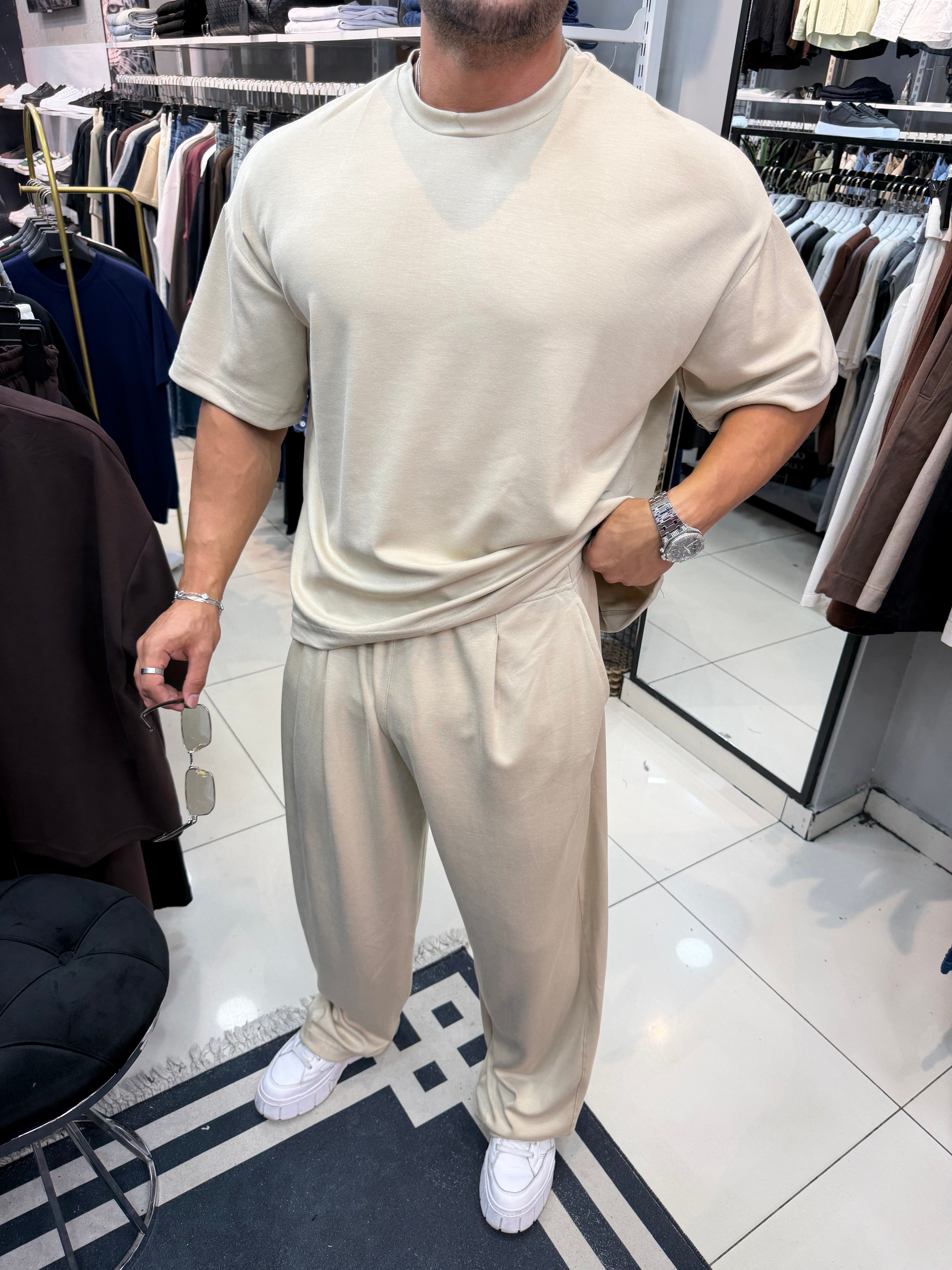 PREMIUM OVERSIZE OYSHO KUMAŞ TAKIM BEJ