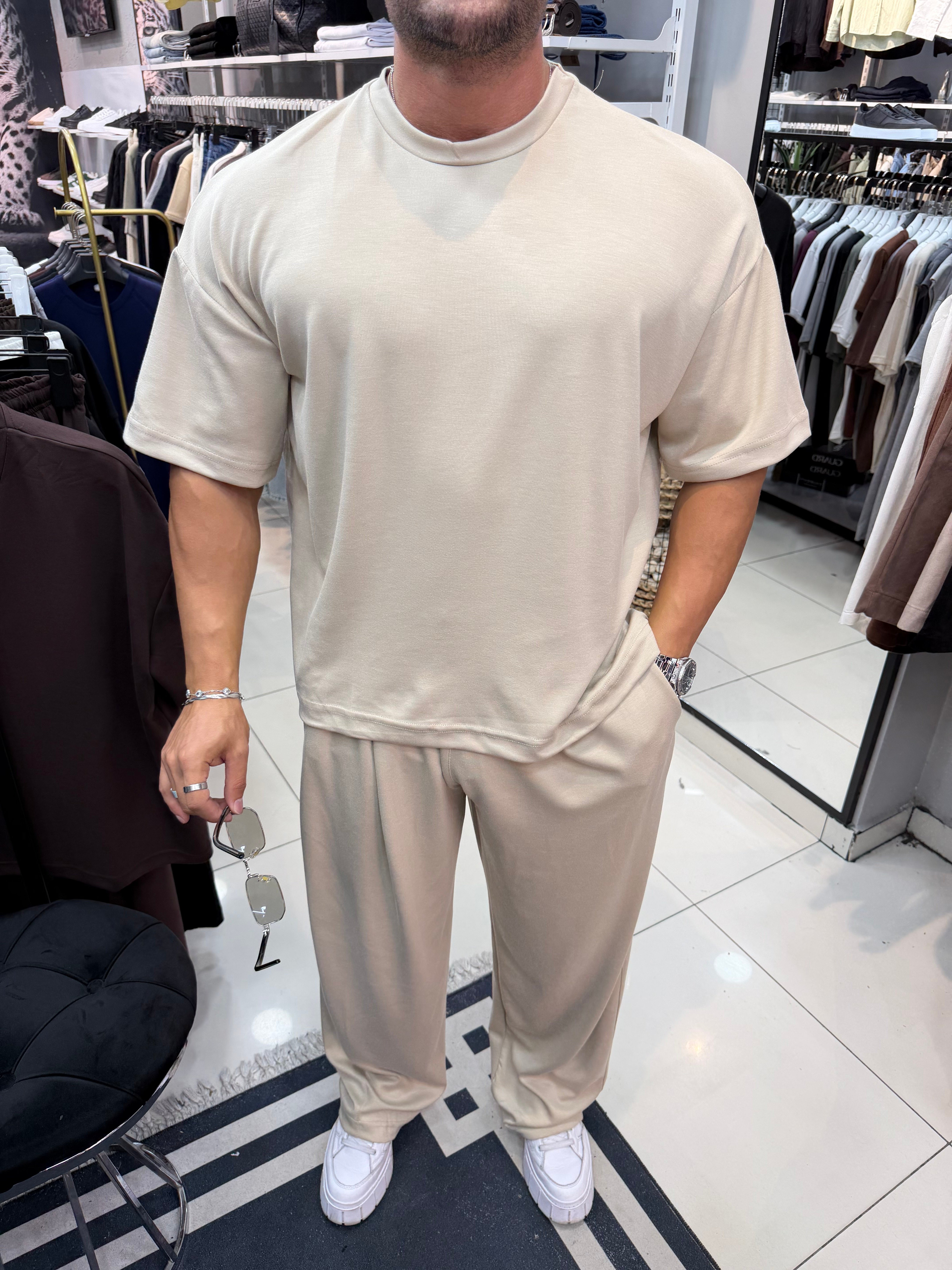 PREMIUM OVERSIZE OYSHO KUMAŞ TAKIM BEJ