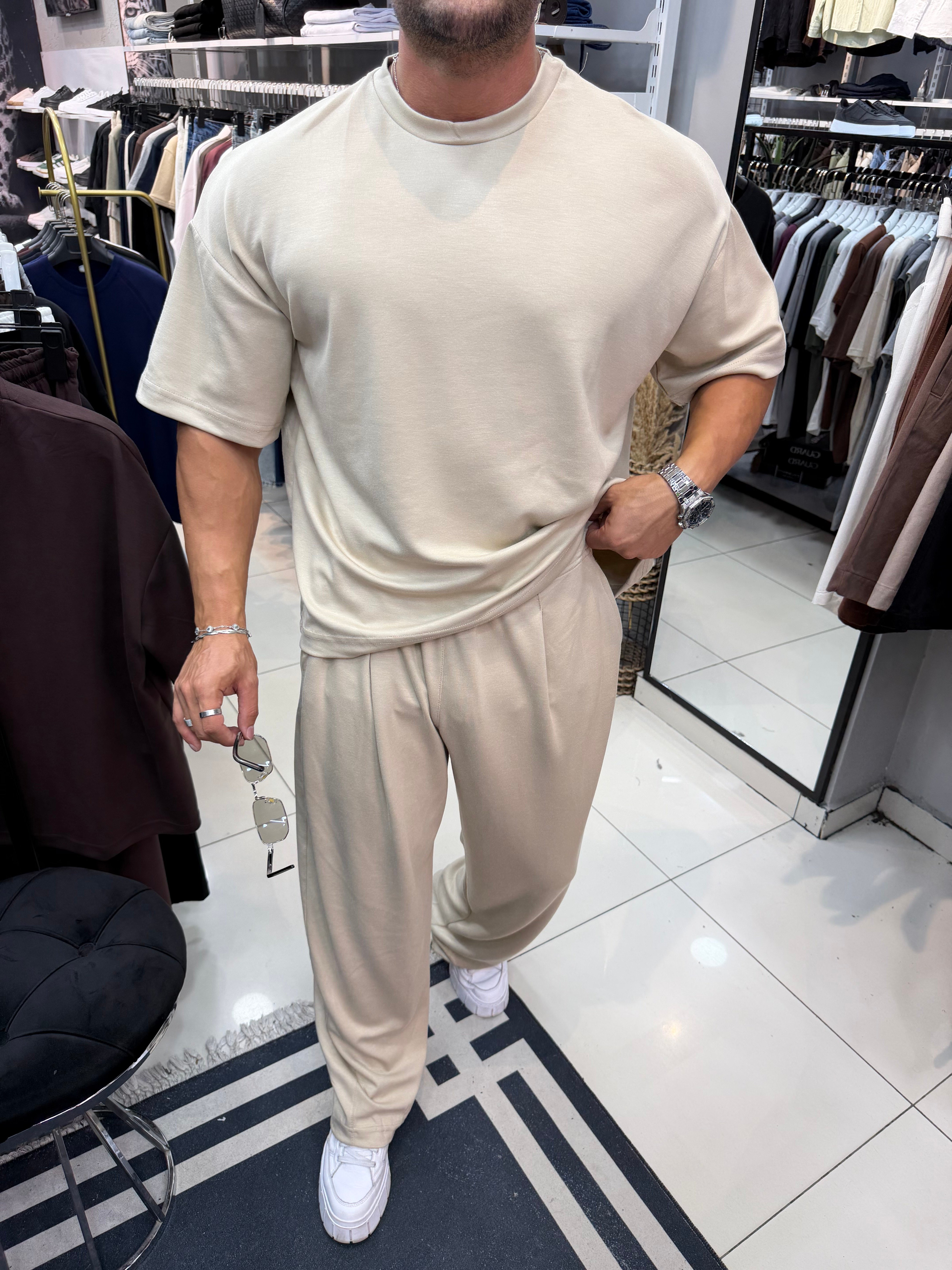 PREMIUM OVERSIZE OYSHO KUMAŞ TAKIM BEJ