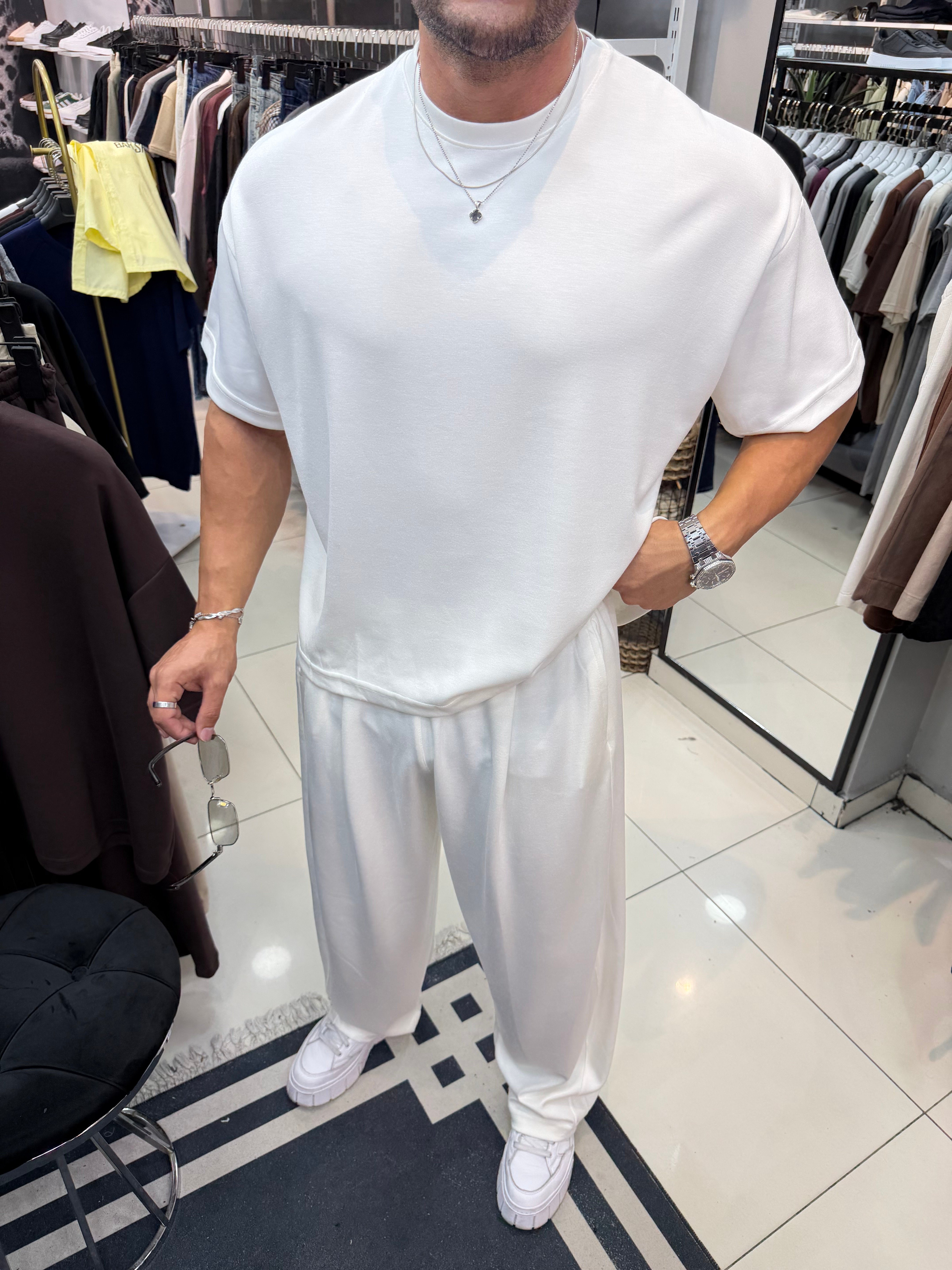 PREMIUM OVERSIZE OYSHO KUMAŞ TAKIM BEYAZ