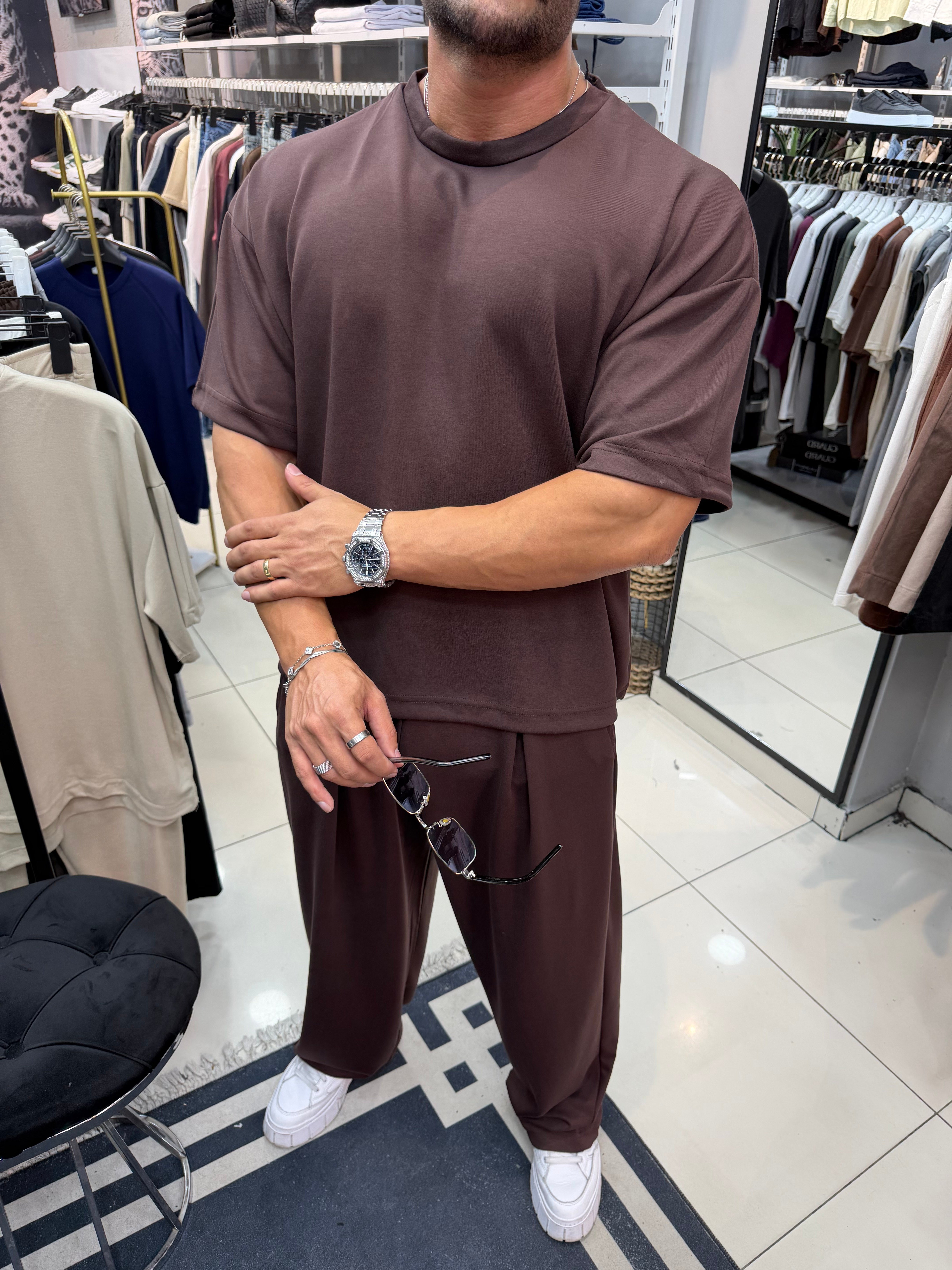 PREMIUM OVERSIZE OYSHO KUMAŞ TAKIM KAHVERENGİ