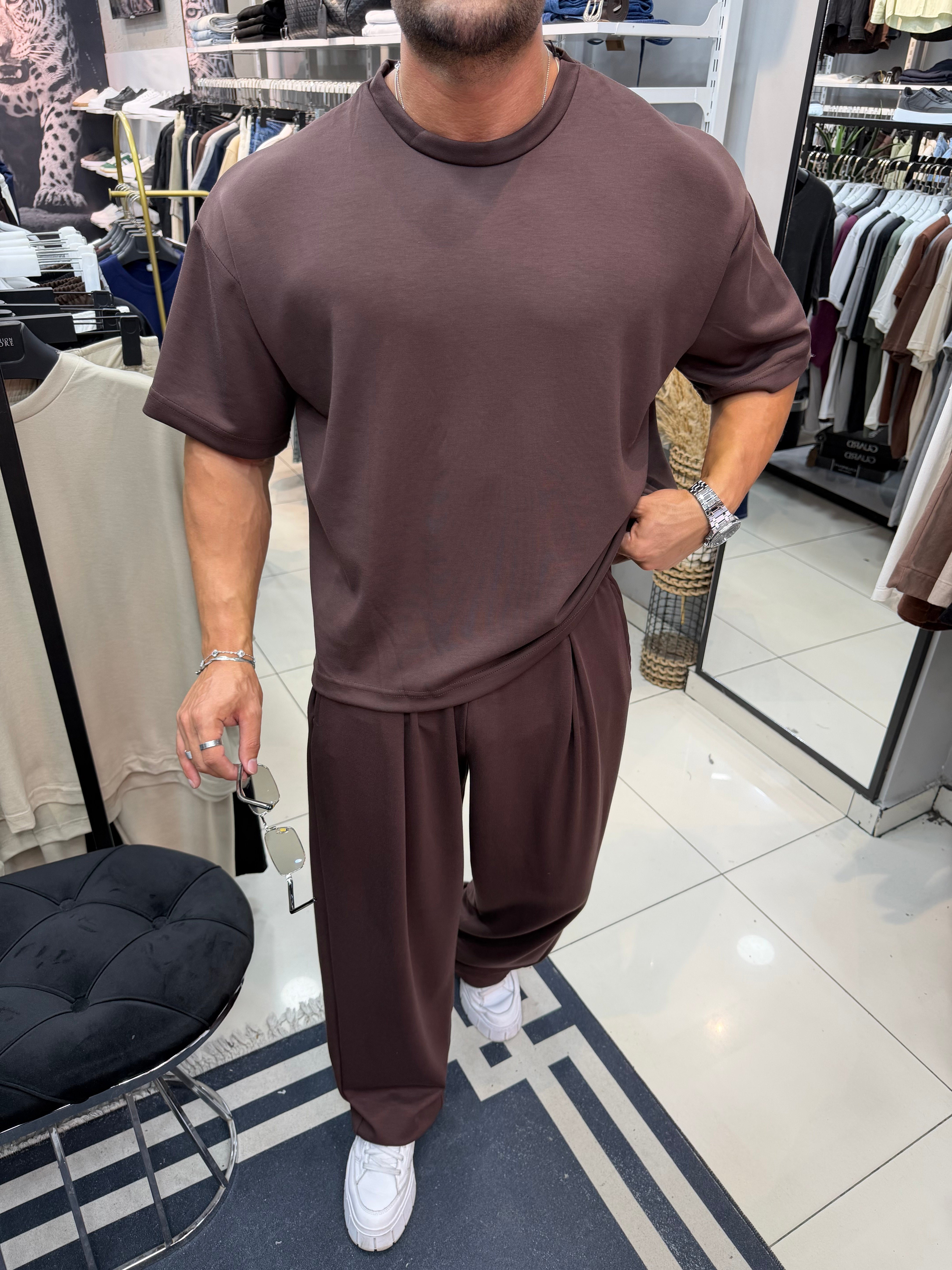 PREMIUM OVERSIZE OYSHO KUMAŞ TAKIM KAHVERENGİ