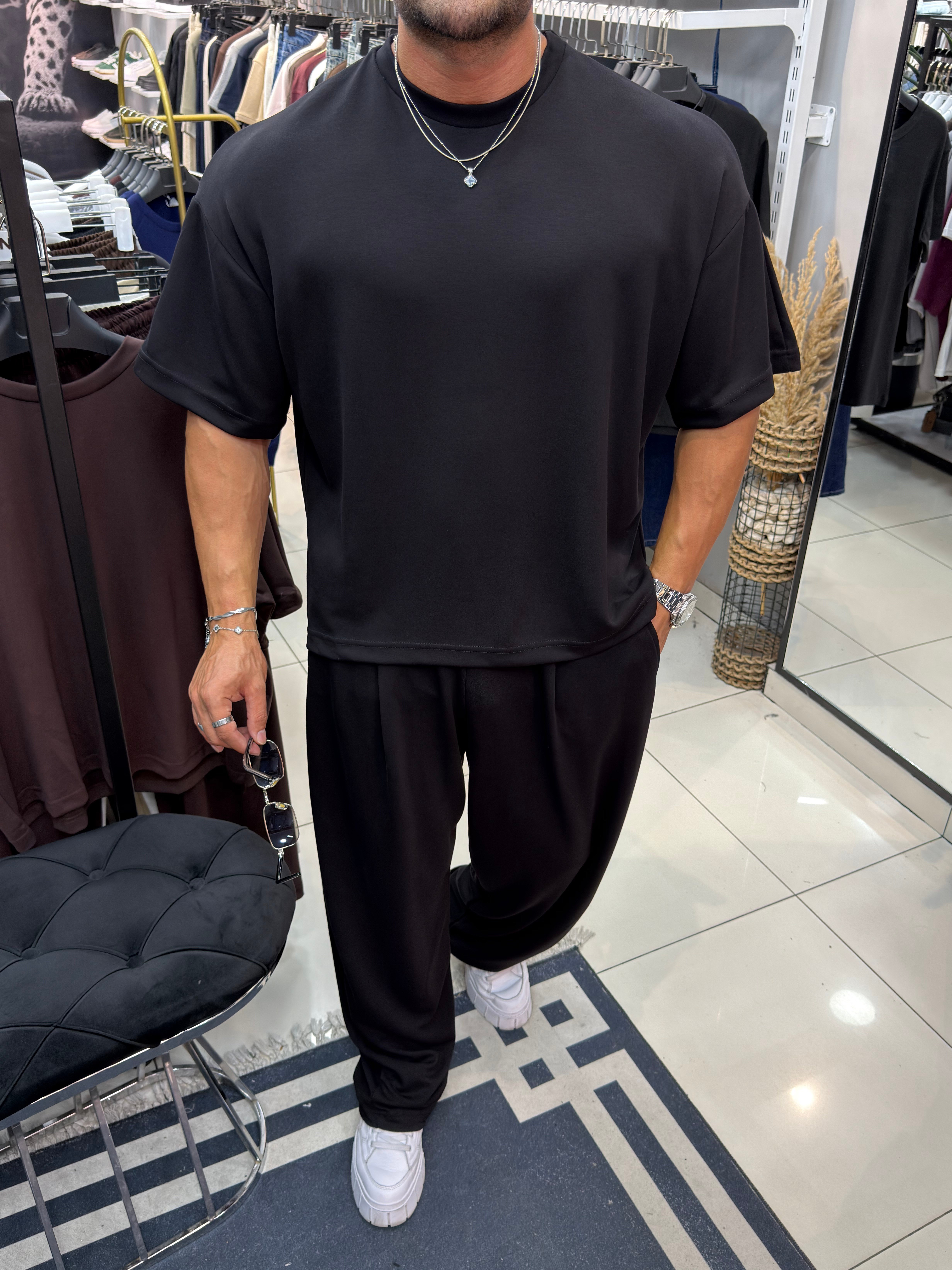 PREMIUM OVERSIZE OYSHO KUMAŞ TAKIM SİYAH