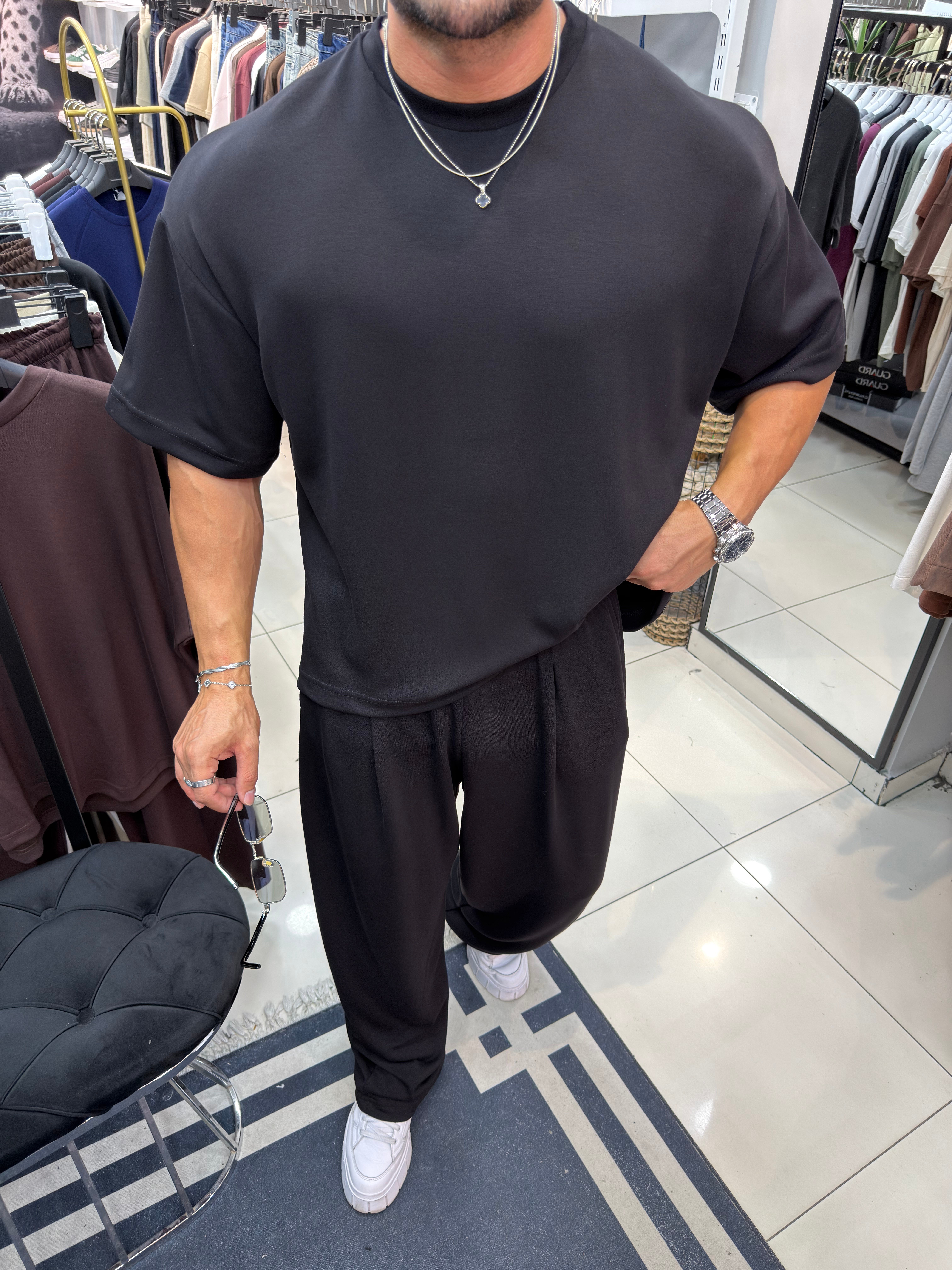 PREMIUM OVERSIZE OYSHO KUMAŞ TAKIM SİYAH
