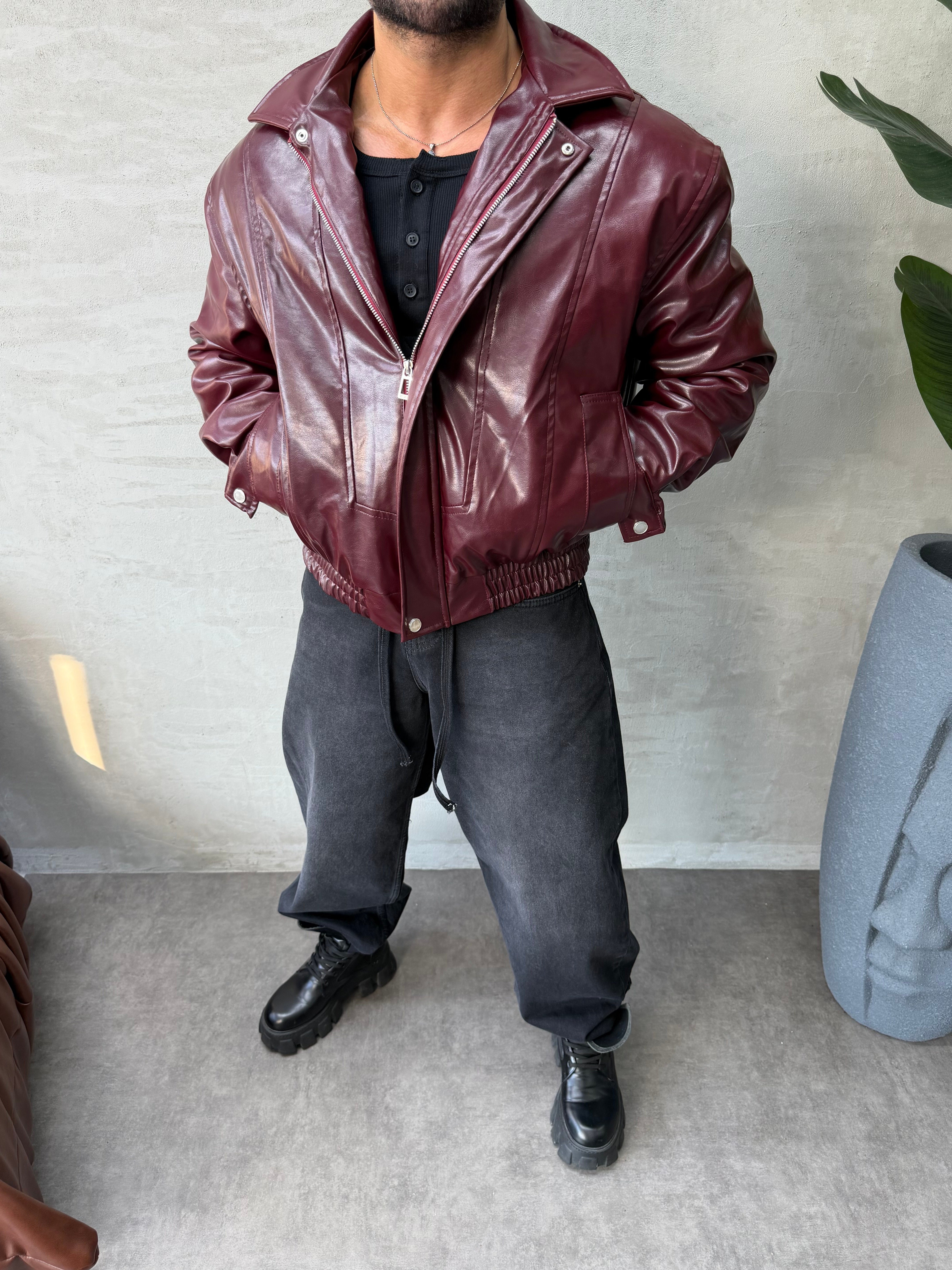 PREMIUM SERİ OVERSIZE BOMBER MONT BORDO 