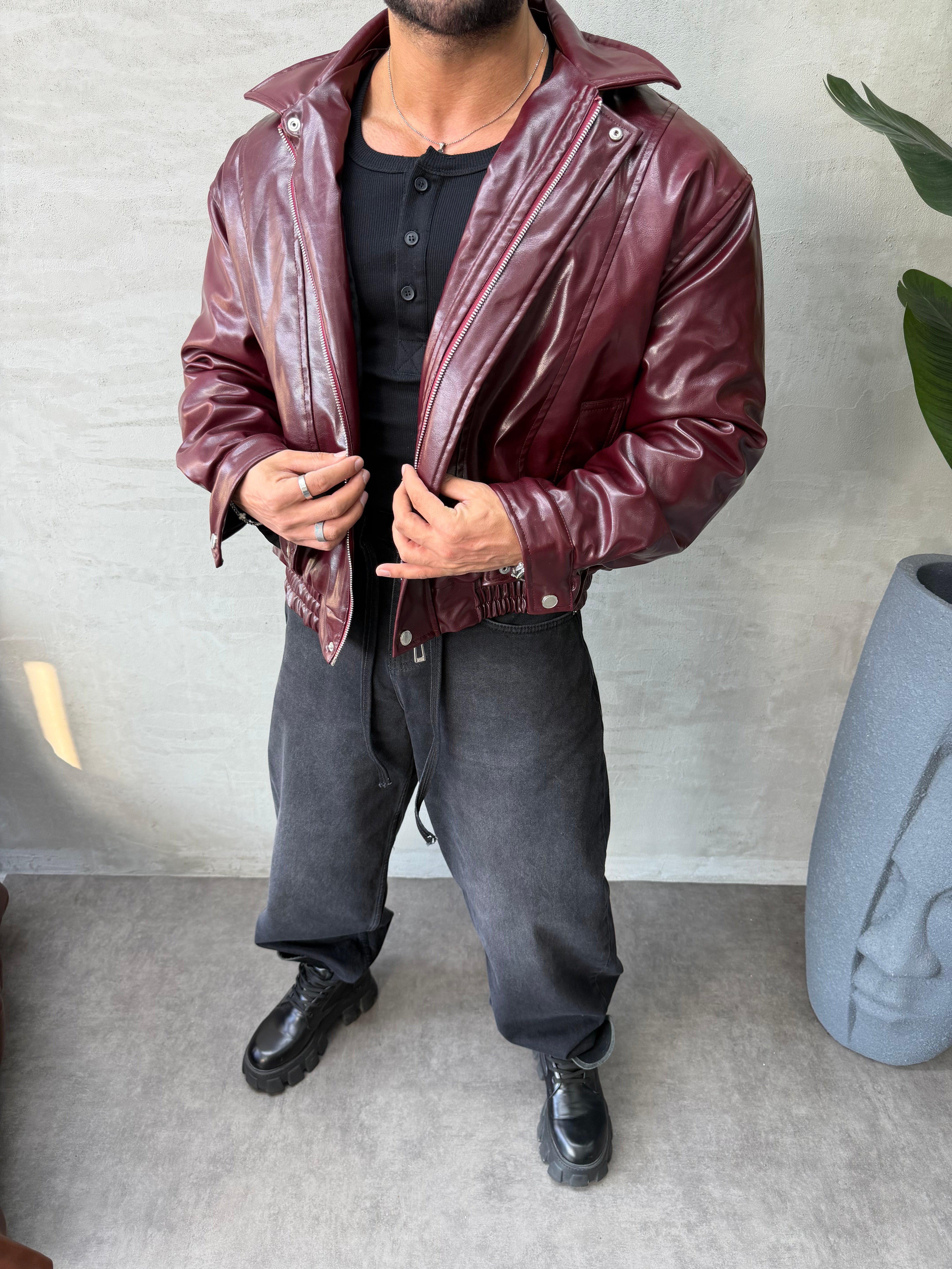 PREMIUM SERİ OVERSIZE BOMBER MONT BORDO 