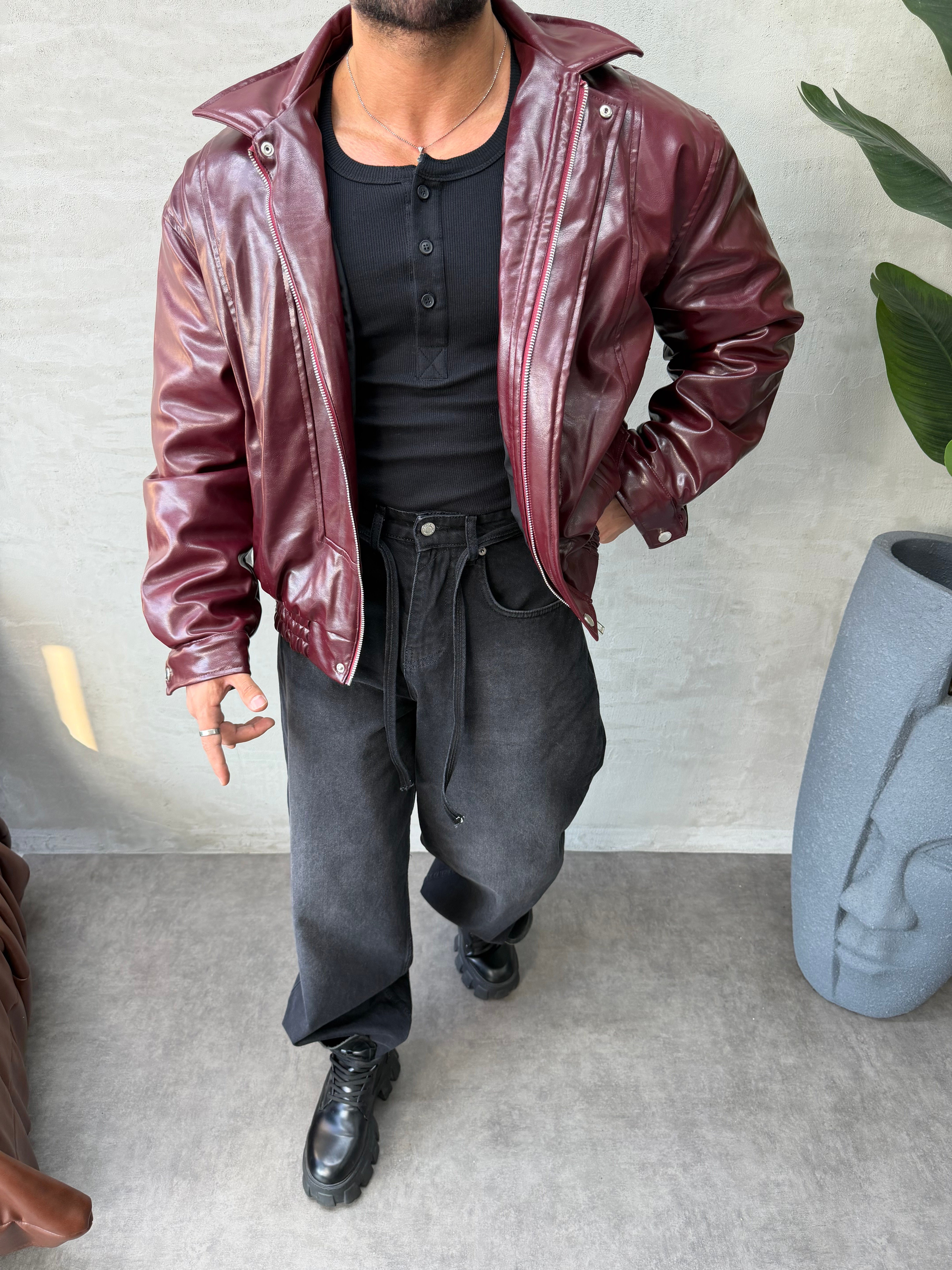 PREMIUM SERİ OVERSIZE BOMBER MONT BORDO 
