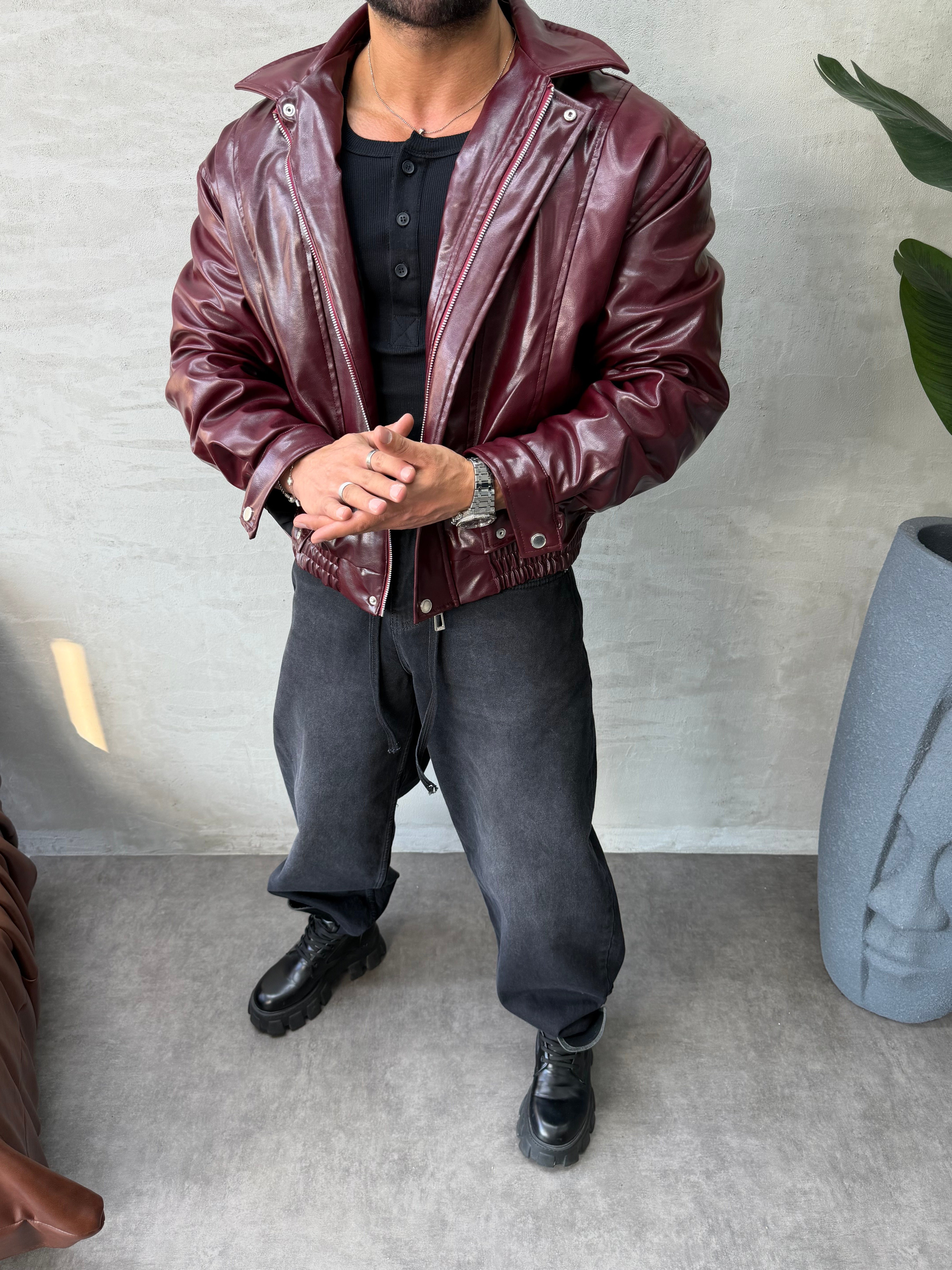 PREMIUM SERİ OVERSIZE BOMBER MONT BORDO 