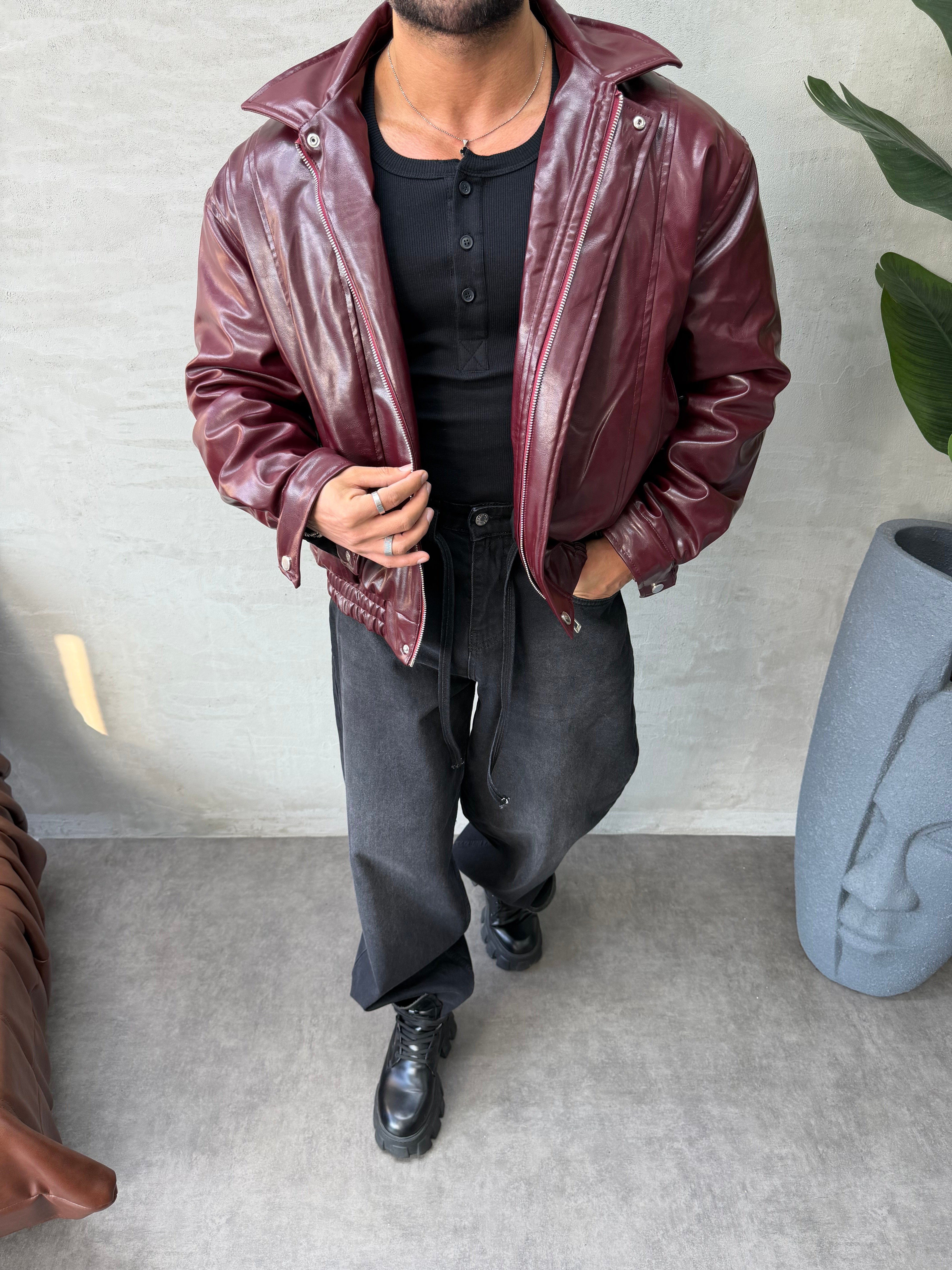 PREMIUM SERİ OVERSIZE BOMBER MONT BORDO 