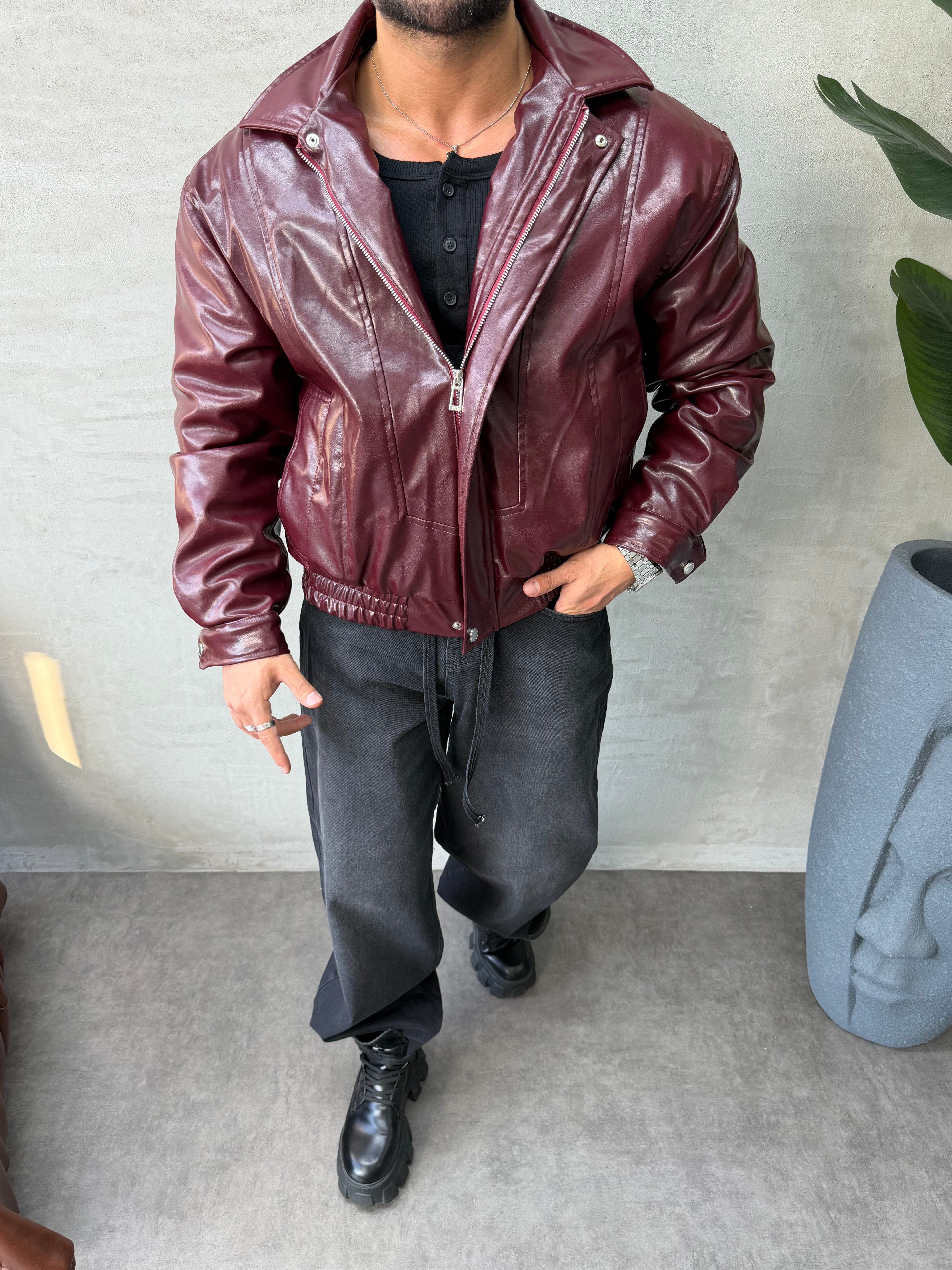 PREMIUM SERİ OVERSIZE BOMBER MONT BORDO 