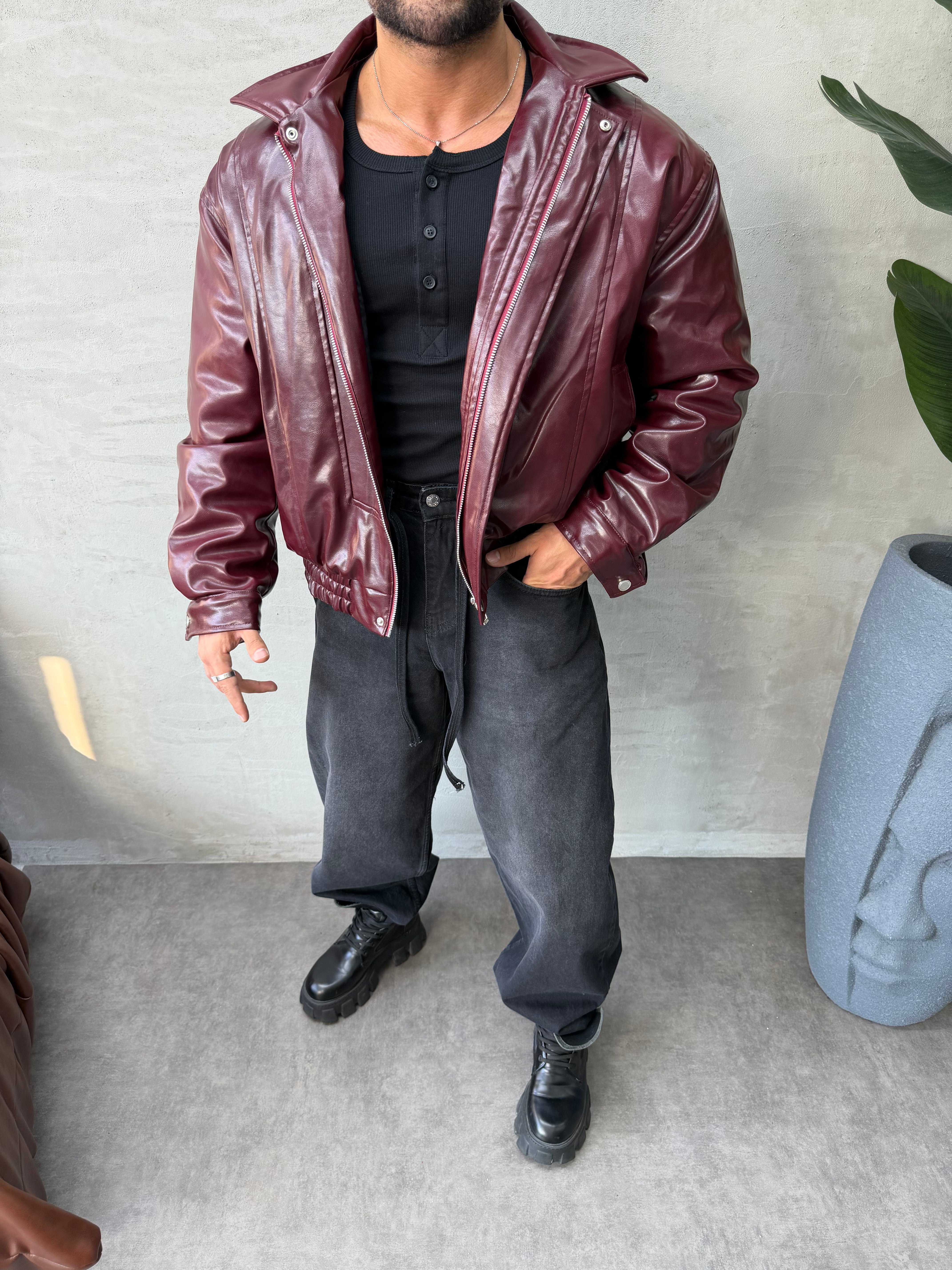 PREMIUM SERİ OVERSIZE BOMBER MONT BORDO 