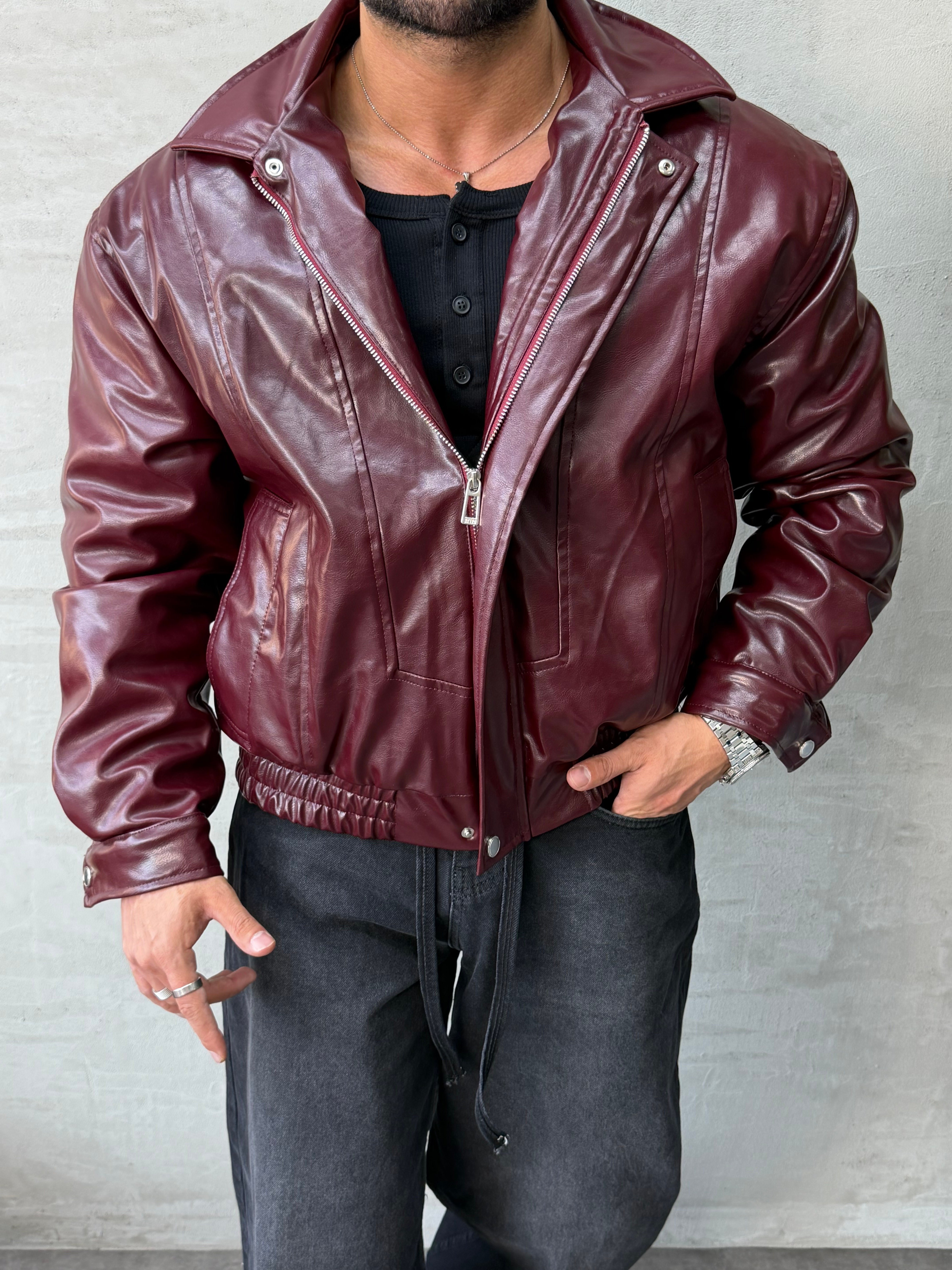 PREMIUM SERİ OVERSIZE BOMBER MONT BORDO 