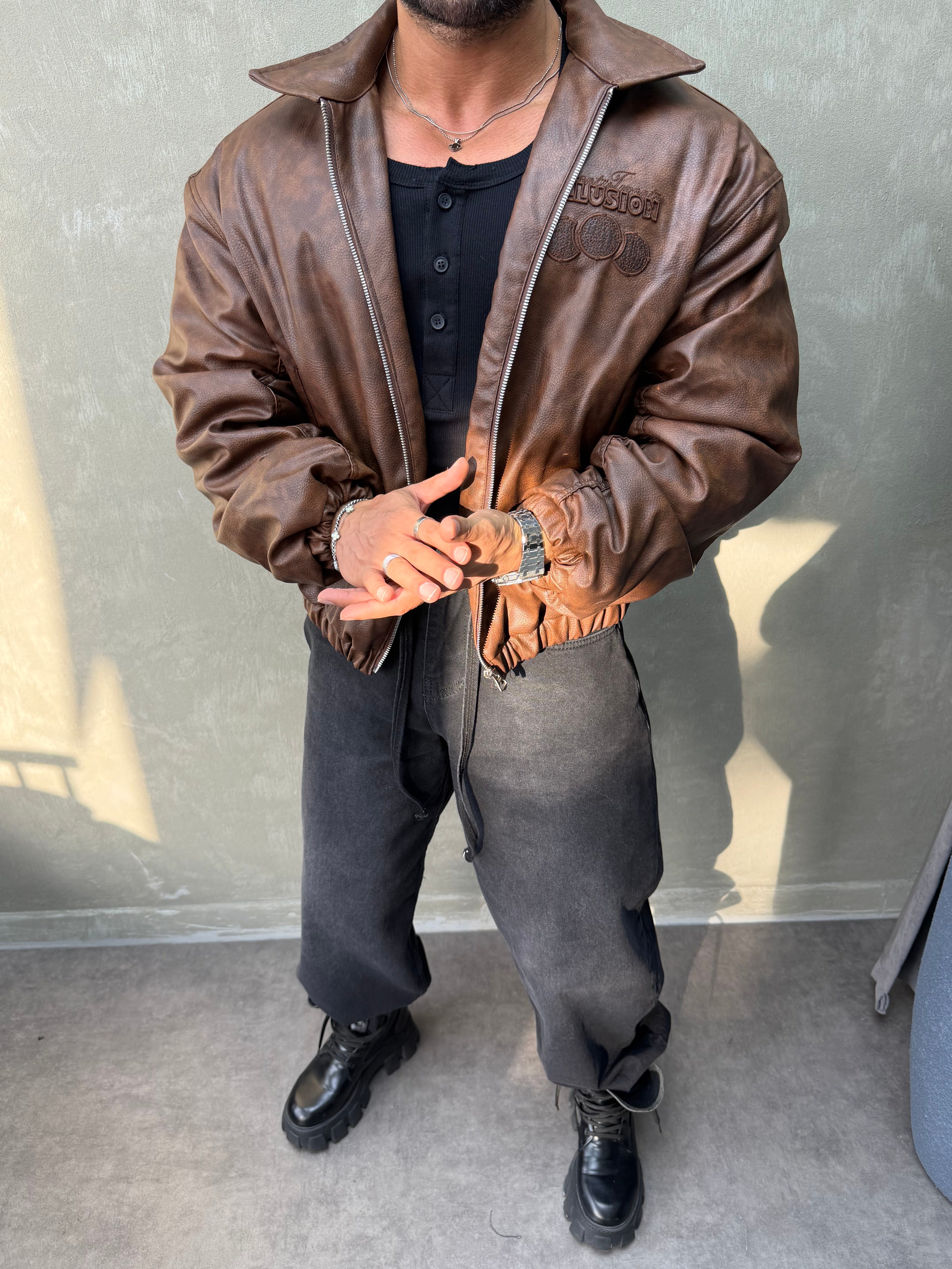 PREMIUM SERİ OVERSIZE BOMBER MONT KAHVERENGİ 