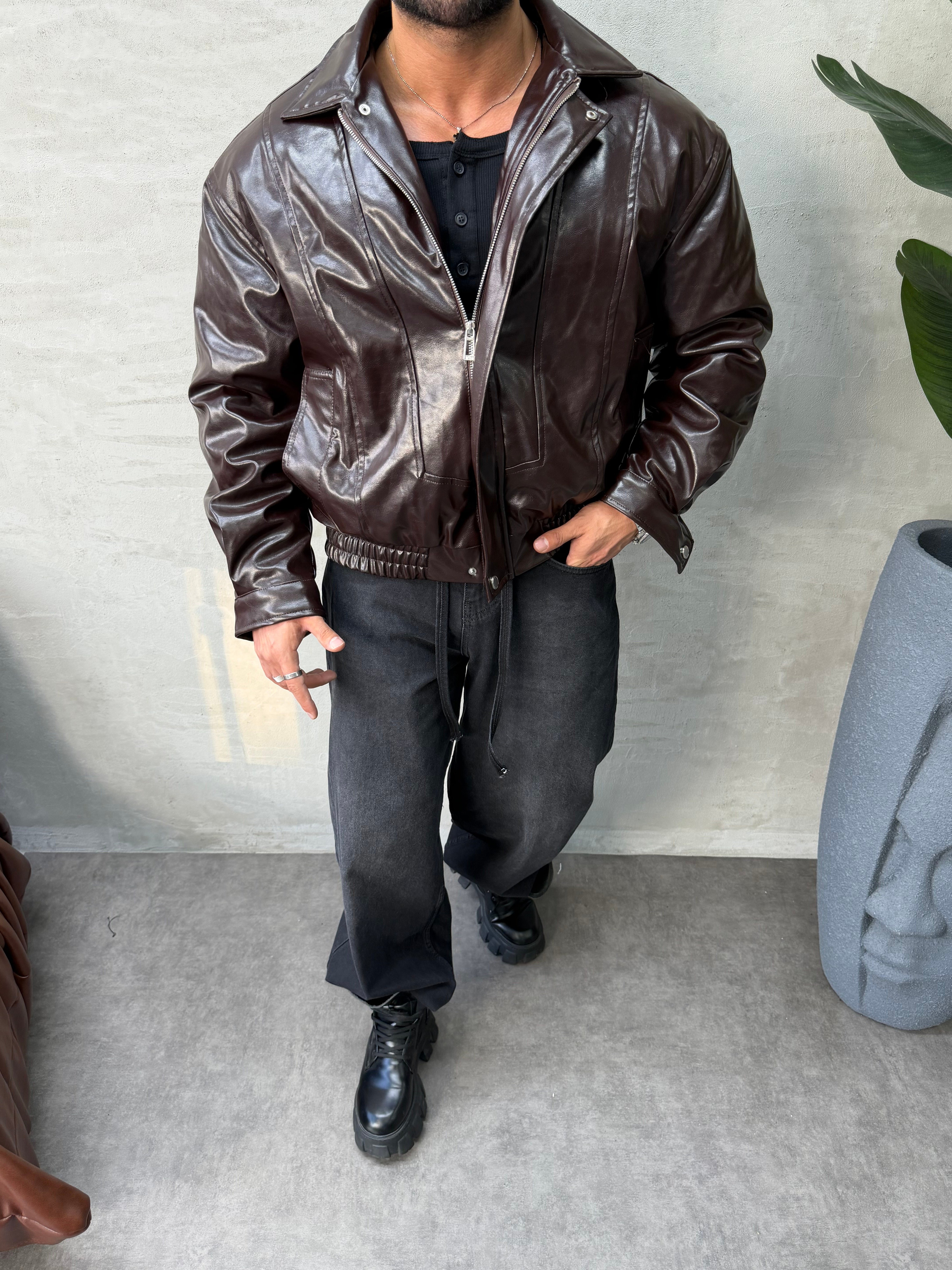 PREMIUM SERİ OVERSIZE BOMBER MONT KAHVERENGİ 
