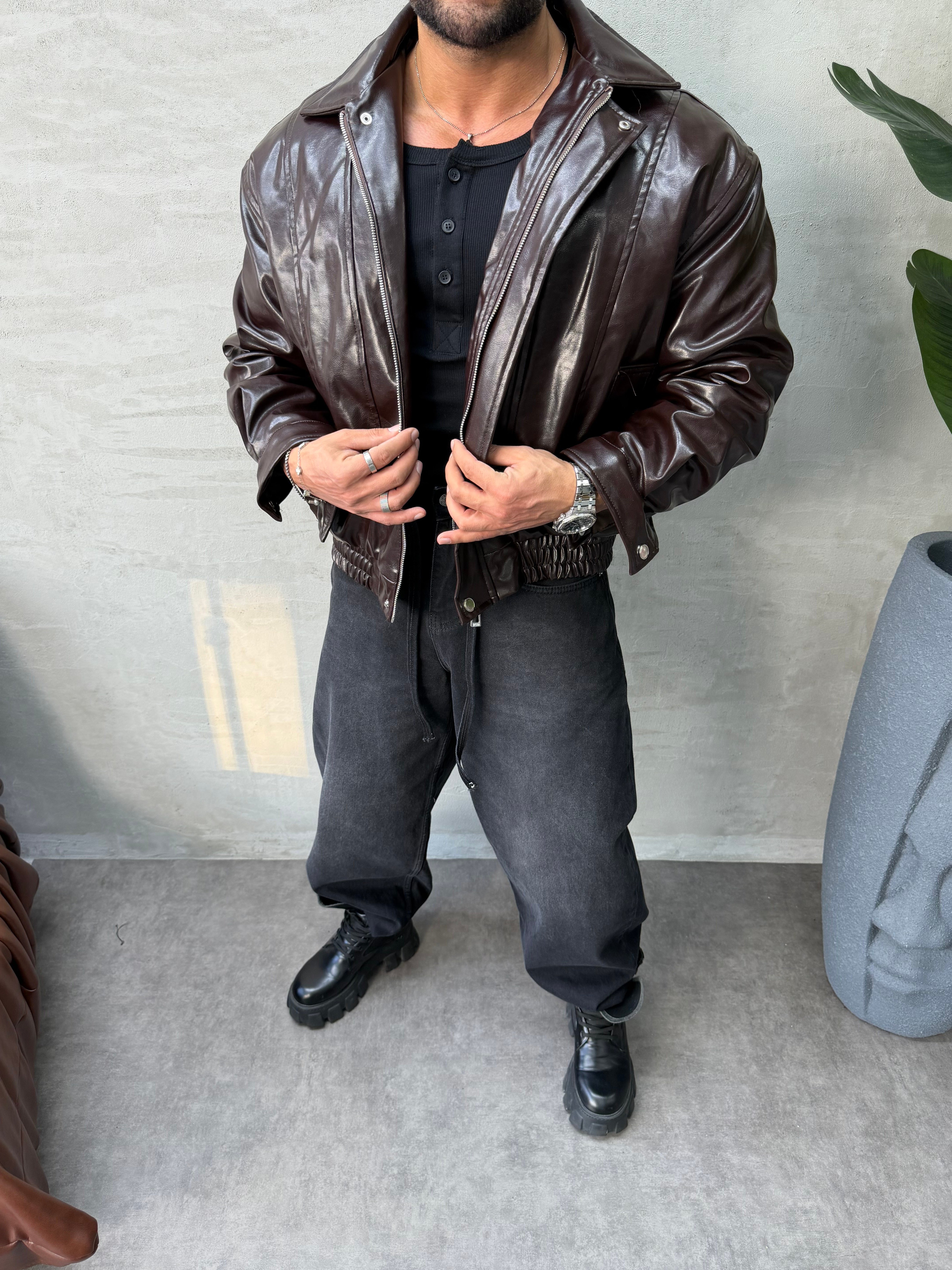 PREMIUM SERİ OVERSIZE BOMBER MONT KAHVERENGİ 