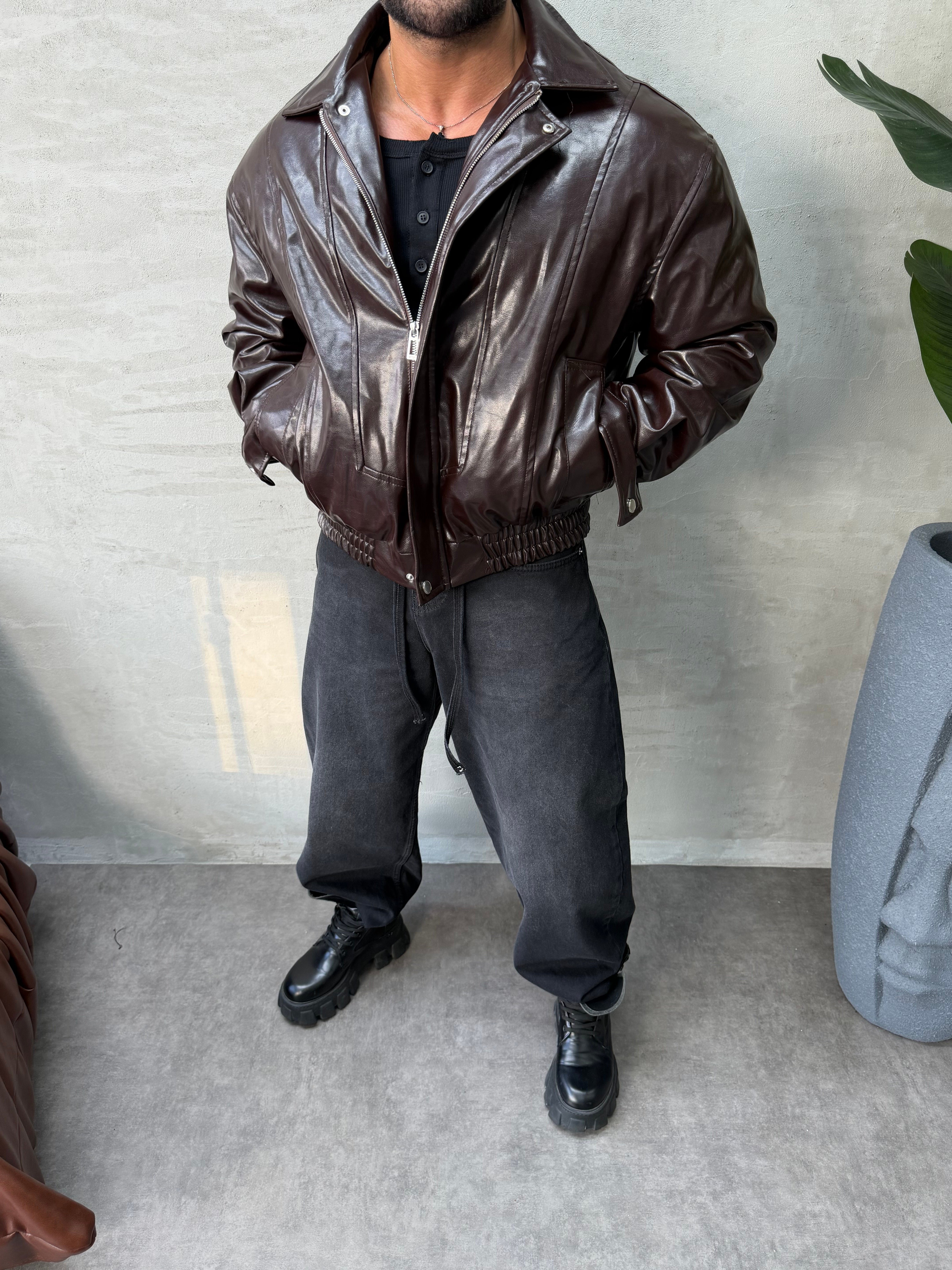 PREMIUM SERİ OVERSIZE BOMBER MONT KAHVERENGİ 