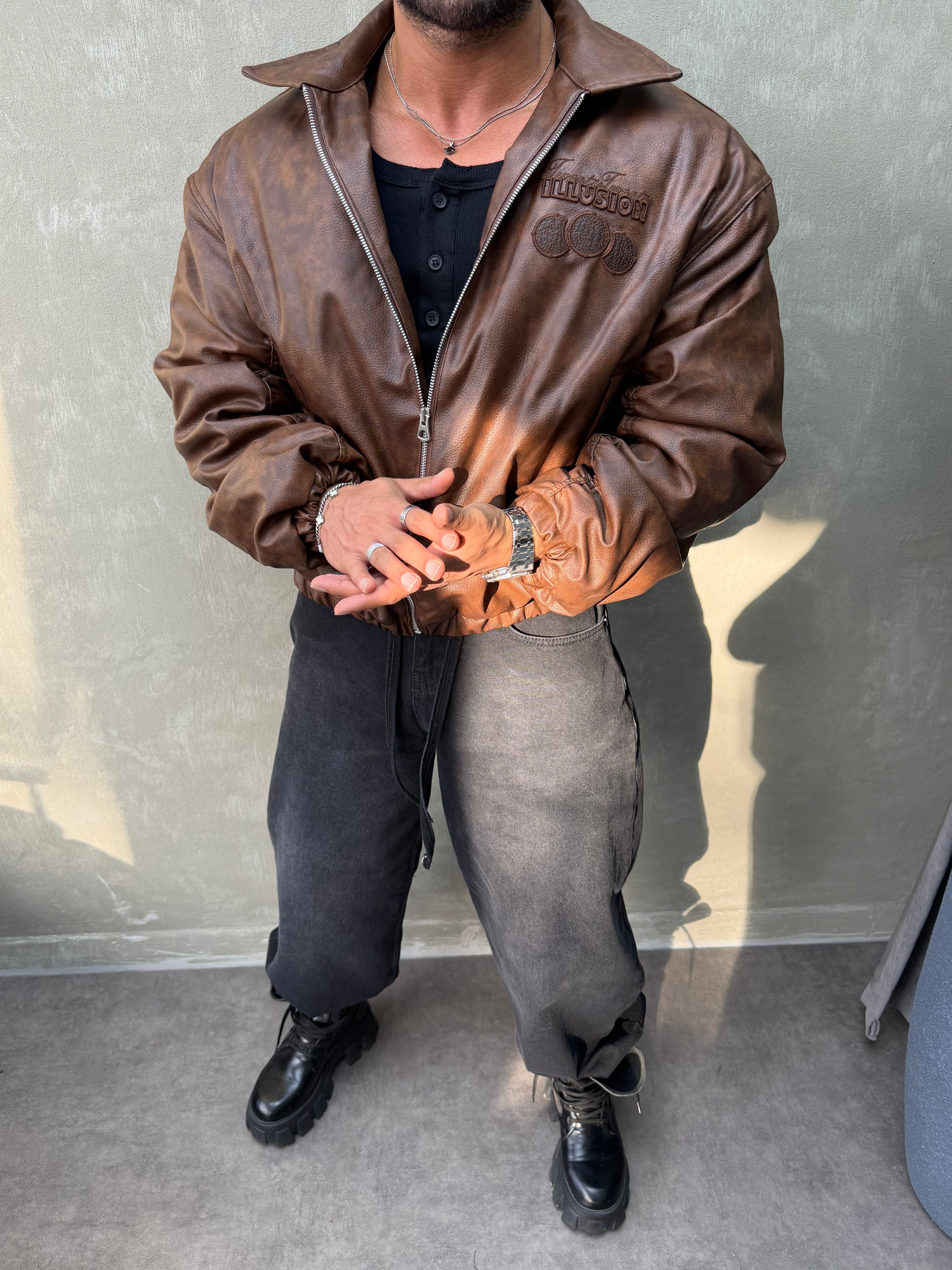 PREMIUM SERİ OVERSIZE BOMBER MONT KAHVERENGİ 