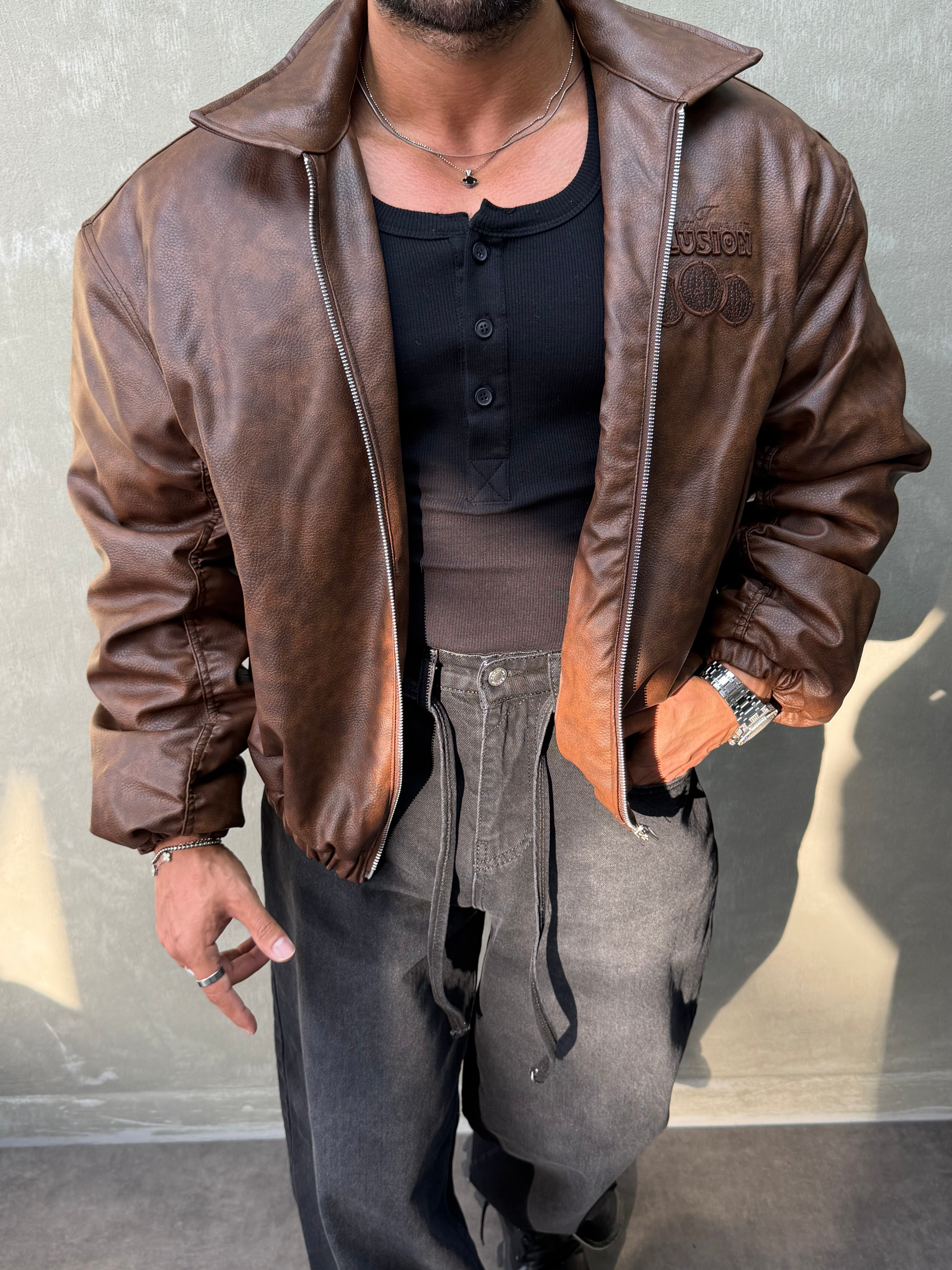 PREMIUM SERİ OVERSIZE BOMBER MONT KAHVERENGİ 